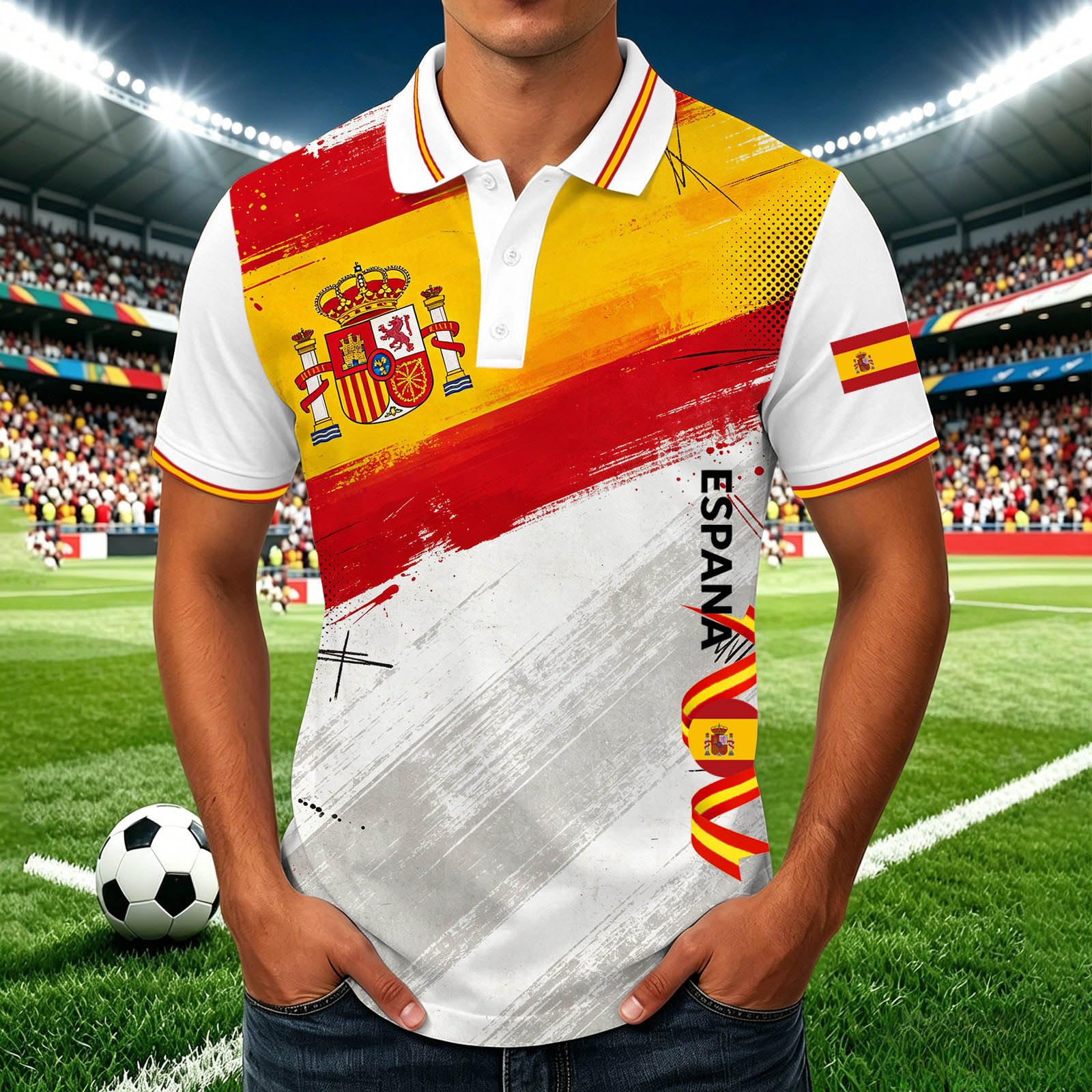 Camiseta afición española Camisetas Manga Corta Hombre España Mundial 2026 Camiseta Futbol Retro Hombre y Mujer Diseño Fan España