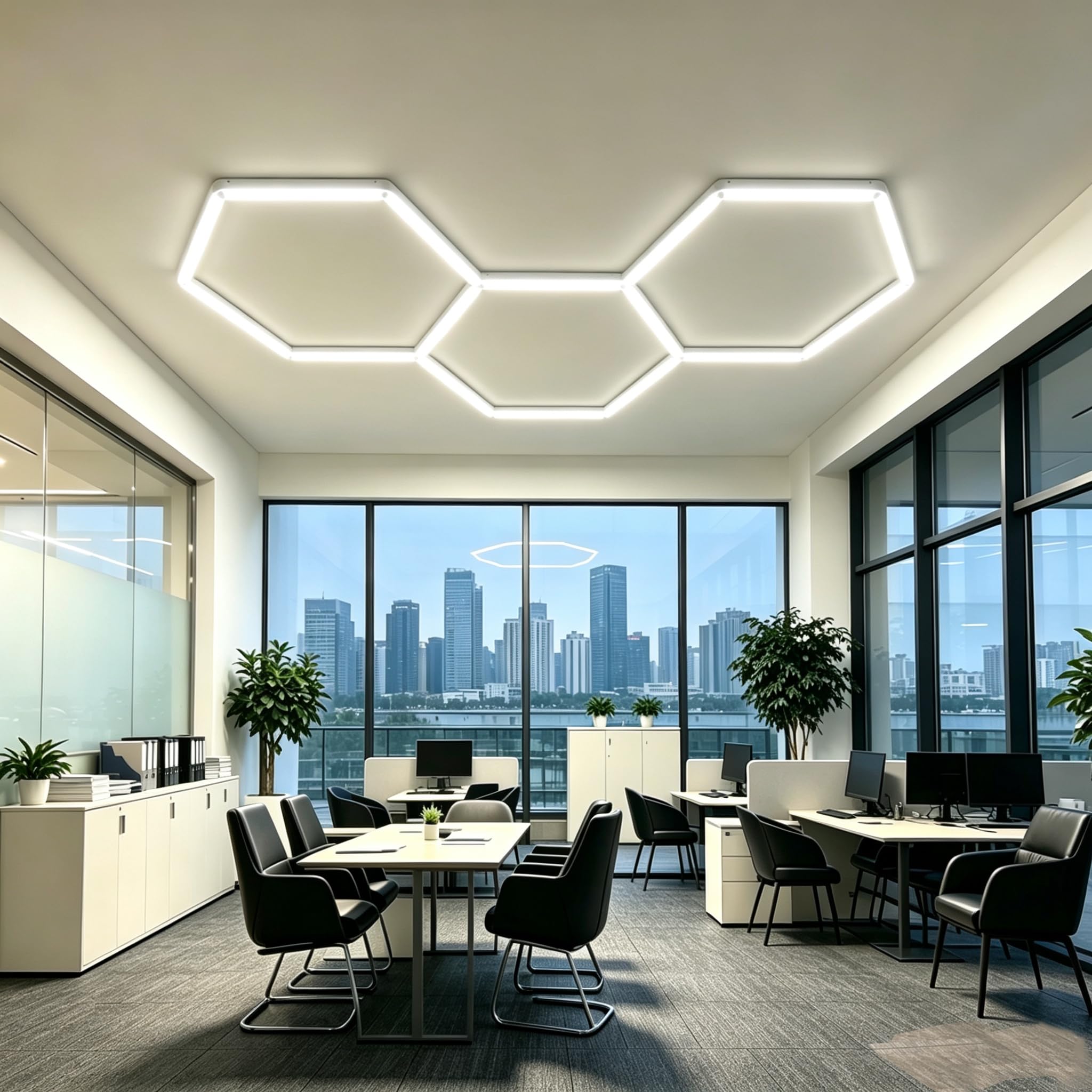 TYXQFKDM Hexagon Garage Light: Higher Brightness Lumens LED Honeycomb Ceiling Light, 520W 6500K,Lighting for Garage, Werkstatt, Lager, Autogarage (3-Hole)