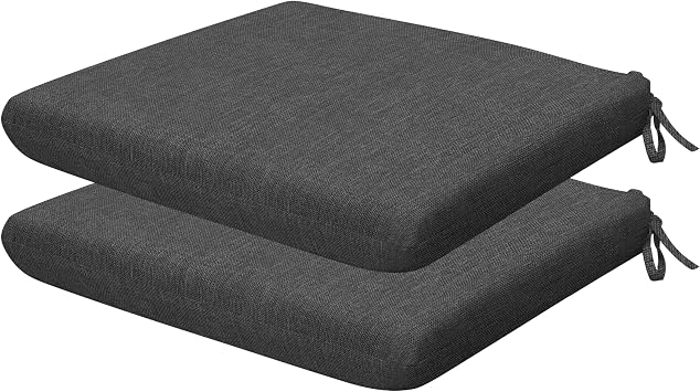 Honeycomb Indoor/Outdoor Set of 2 Seat Pads for Dining Chairs & Patio Furniture, Water & Fade Resistant, 18 x 17.5, Heritage Textured Solid Charcoal Grey