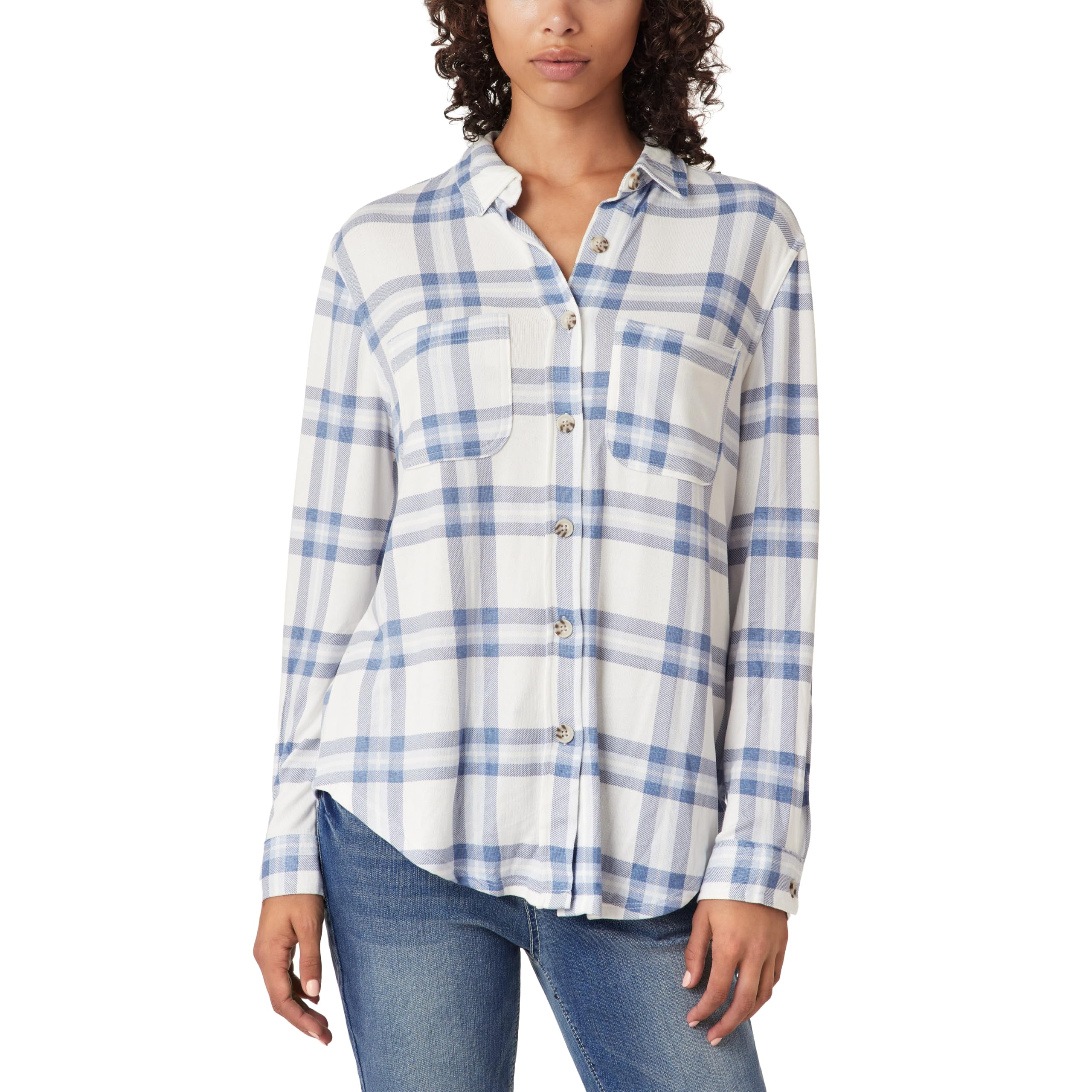 Angels Forever Young Damen Marina Button Up Brushed Luxe Shirt Marina Luxe-Hemd mit Knopfleiste, gebürstet