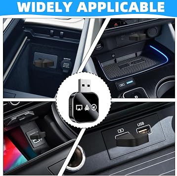 Wireless CarPlay Mirror Link Adapter, Upgrade 3 in 1 Auto Adapter, AirPlay/Android Auto/CarPlay, 2.4/5GHz WiFi and Bluetooth 5.0, Plug and Play, Fast Stable Connection