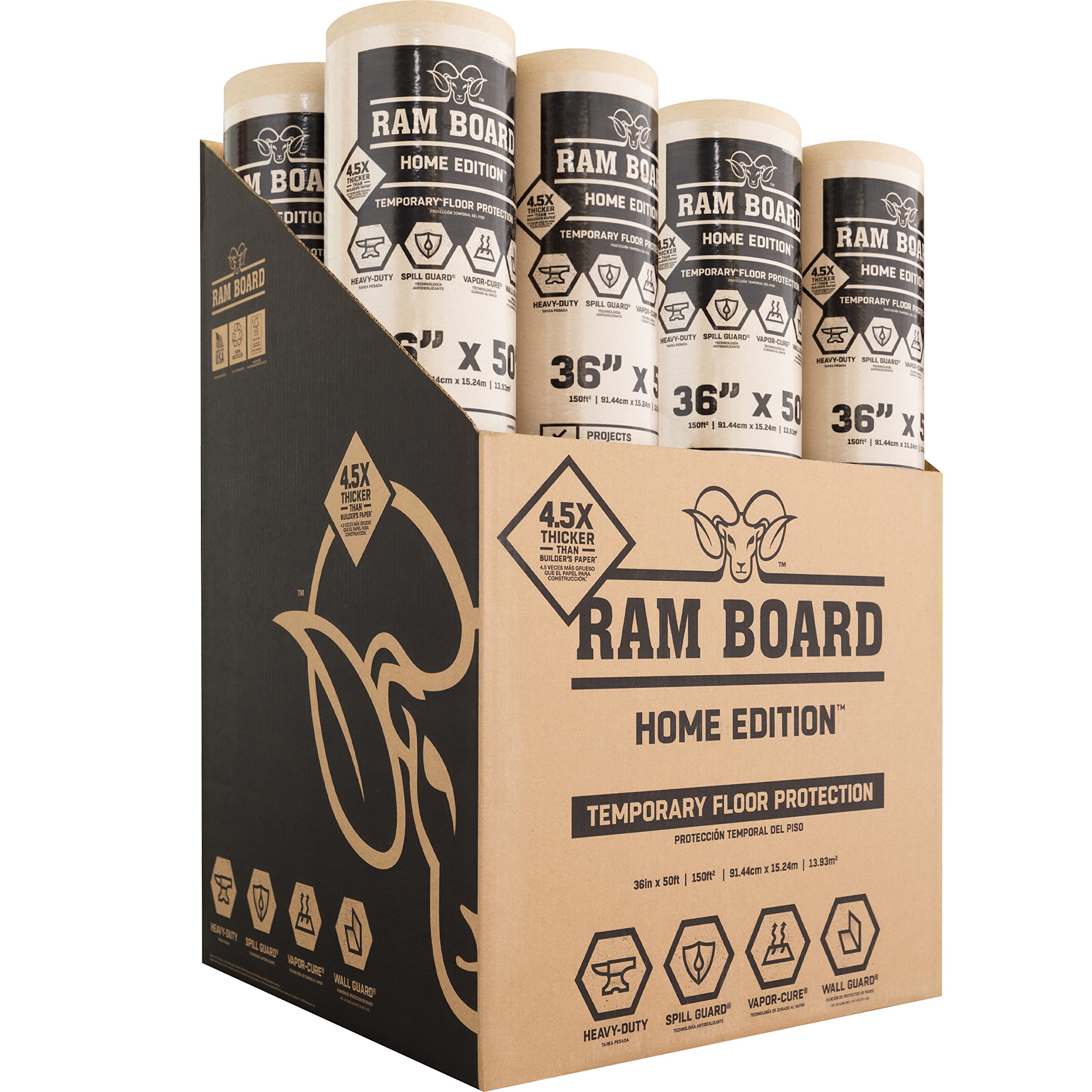 RamBoard© Home Edition, Temporary Heavy-duty Floor Protection, Cover Protector, 8 Rolls