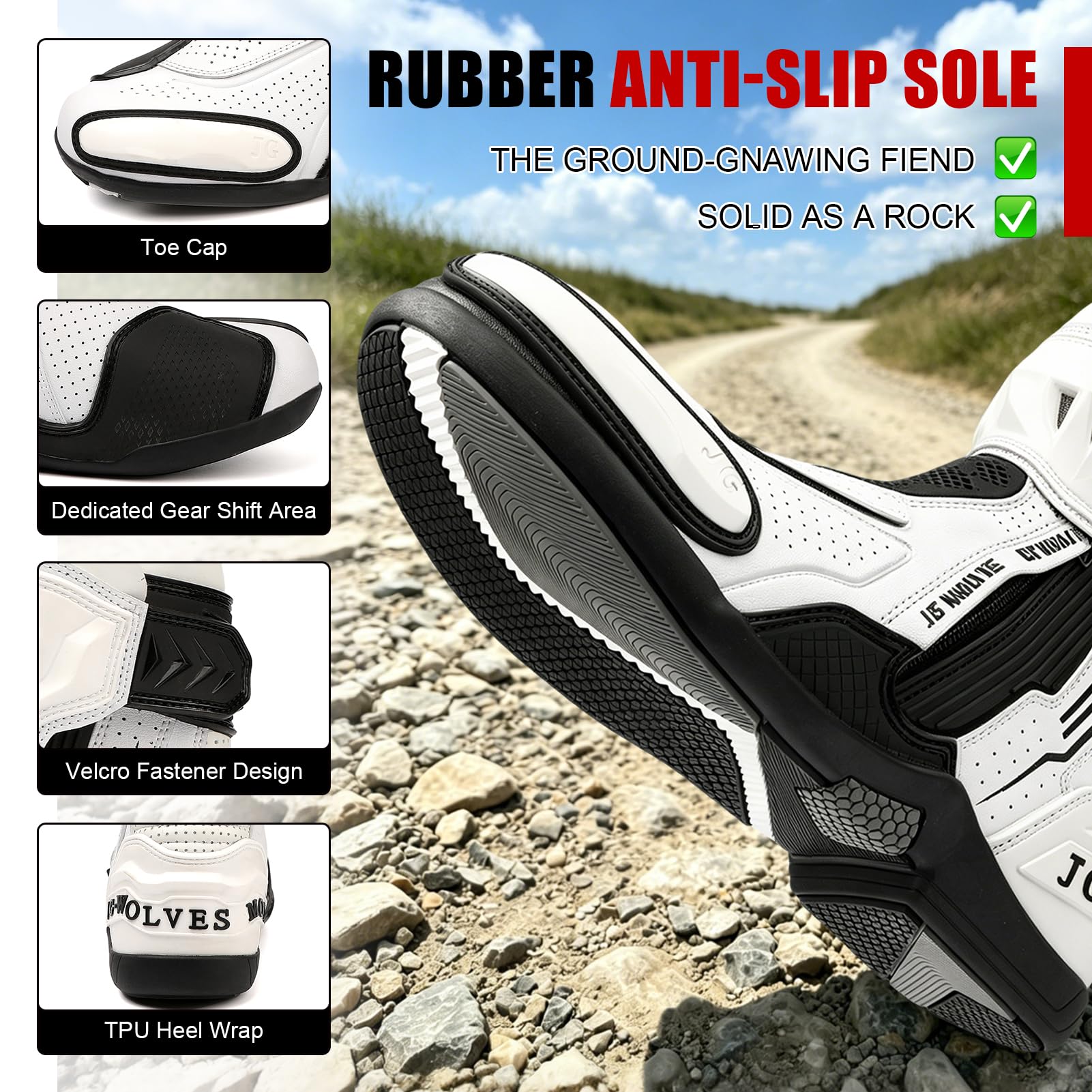 Bottes de Moto pour Hommes et Femmes, Chaussures de Moto en Cuir Aérées, Baskets de Moto, Bottes de Moto avec Maintien de La Cheville, Semelle Antidérapante