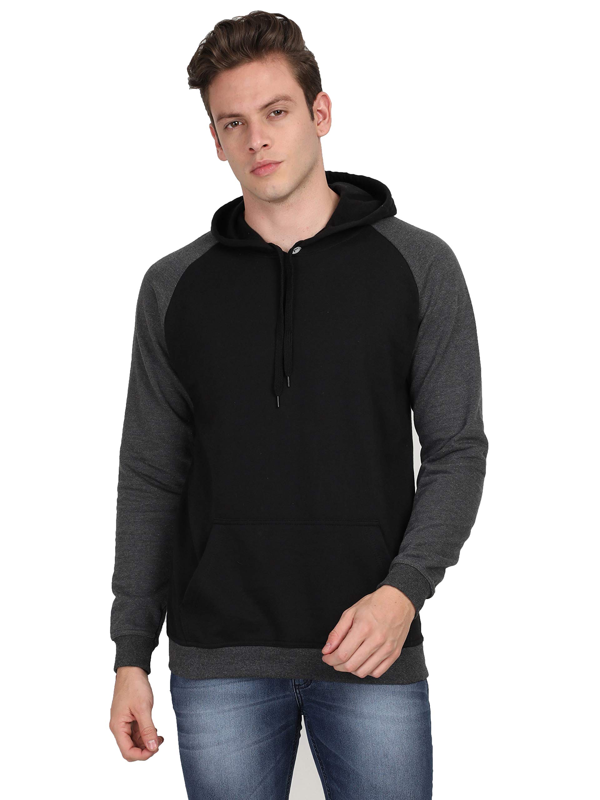 fleximaa Men's Cotton Hooded Neck Color Block Full Sleeve Hoodies-picture-34
