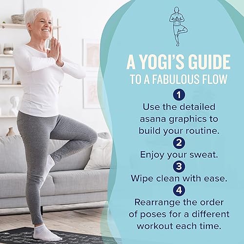 Miniatura 6 de NewMe Fitness - Alfombrilla de yoga con 70 posturas instructivas ilustradas, 24 in de ancho x 68 in de largo