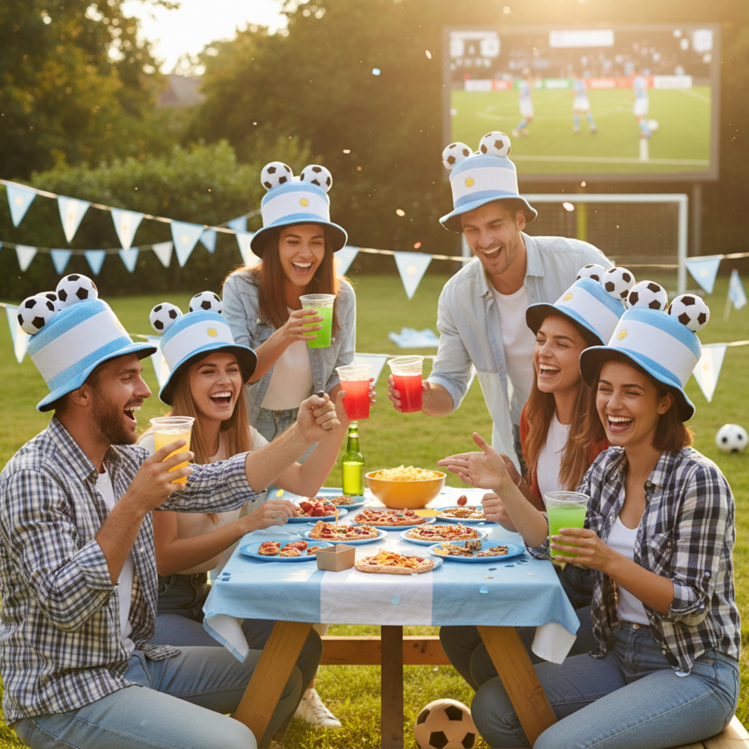 Toyland® Argentina Flag Football Fan Top Hat with 3D Footballs - World Cup & European Championships Party Costume - 10 Countries to Choose
