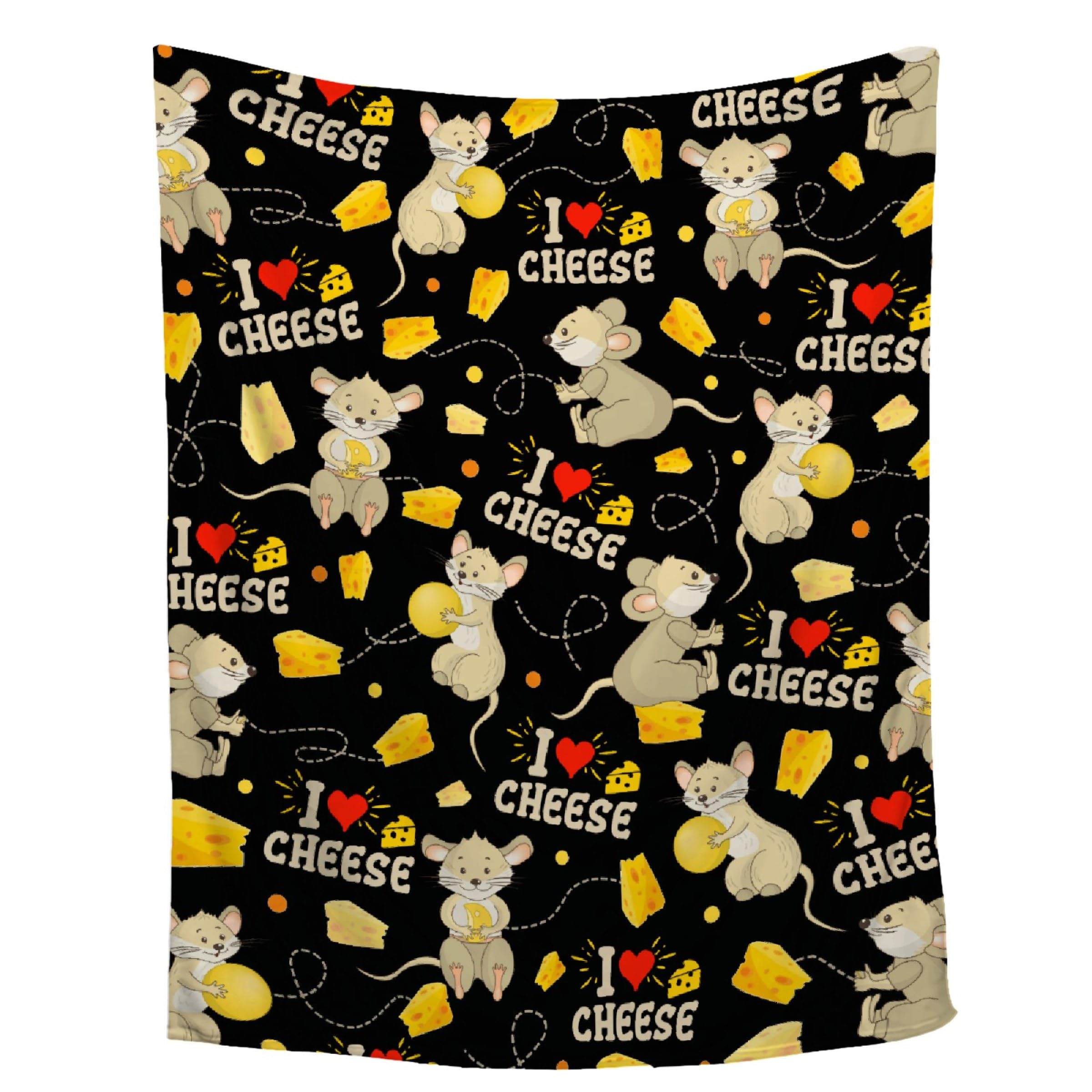 Food Cheese Throw Blanket,Funny Food Blankets Gift,Cozy Soft Fuzzy Plush Cartoon Mouse with Cheese Blanket Opossum Lightweight Flannel Quilt Room Bed