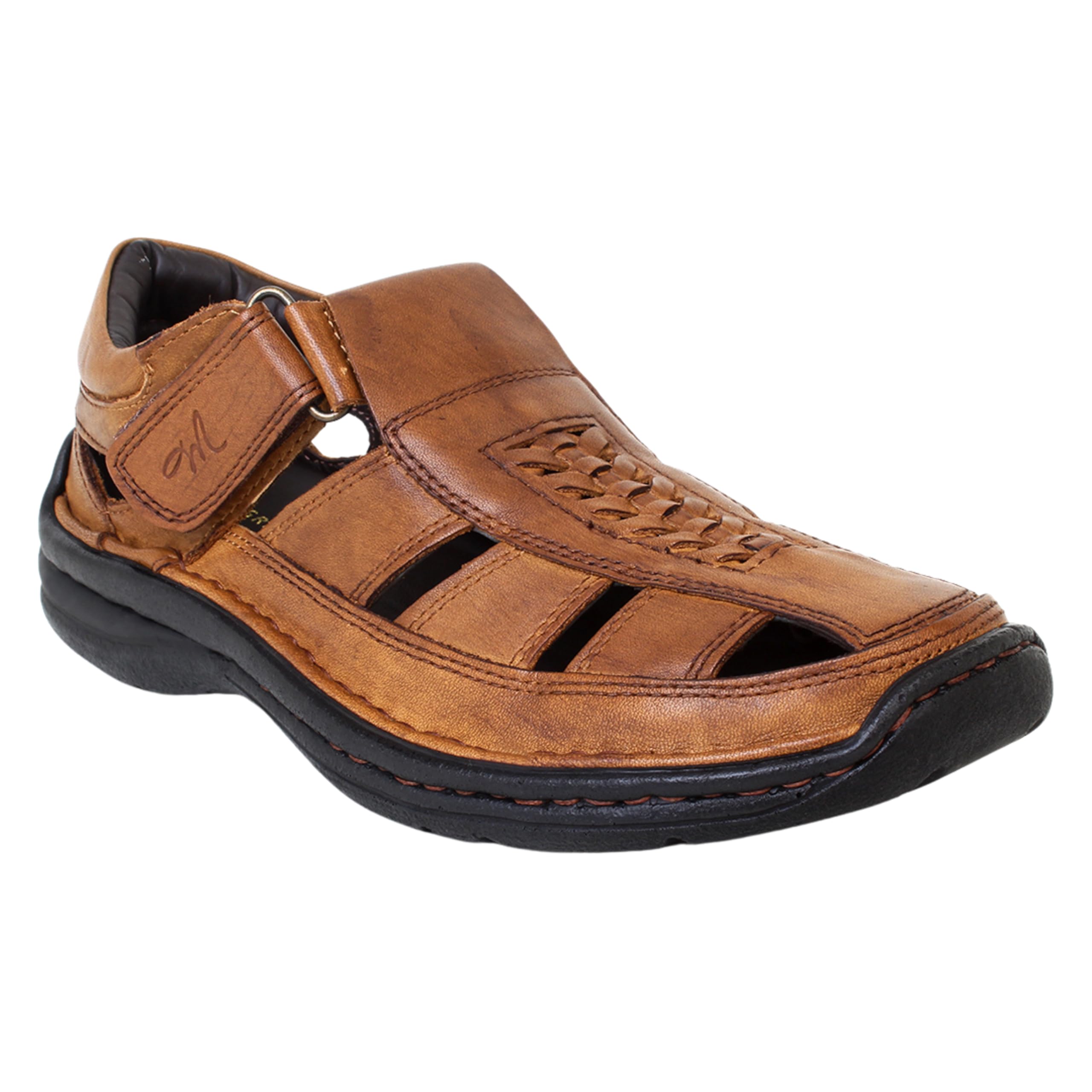 Impala (7422 D.Brown, 7423 Brown and 7424 Tan) | Men's Genuine Leather Woven Fisherman Sandal With Comfort Grip Sole-image-11