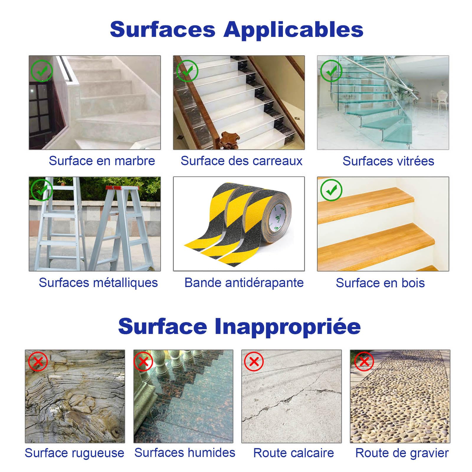 BOMEI PACK Nastro adesivo antiscivolo per scale, nastro adesivo di sicurezza, nastro adesivo antiscivolo, giallo nero, 5 x 10 m, 3 rotoli, nastri di avvertimento, marcatura di sicurezza