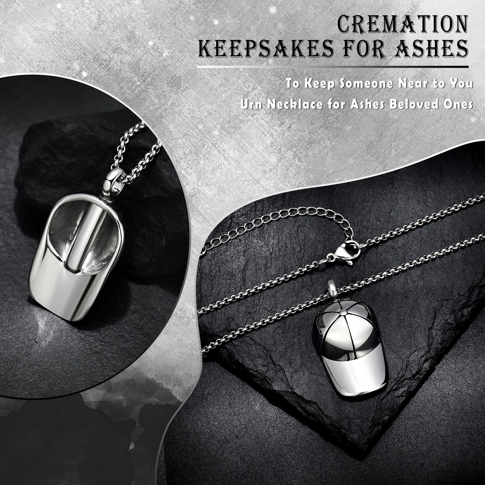 QGJNSGC Hat Cremation Jewellry Baseball Cap Urn Necklace for Ashes for Human Ashes Memorial Urn Necklaces Keepsake Holder - Image 4