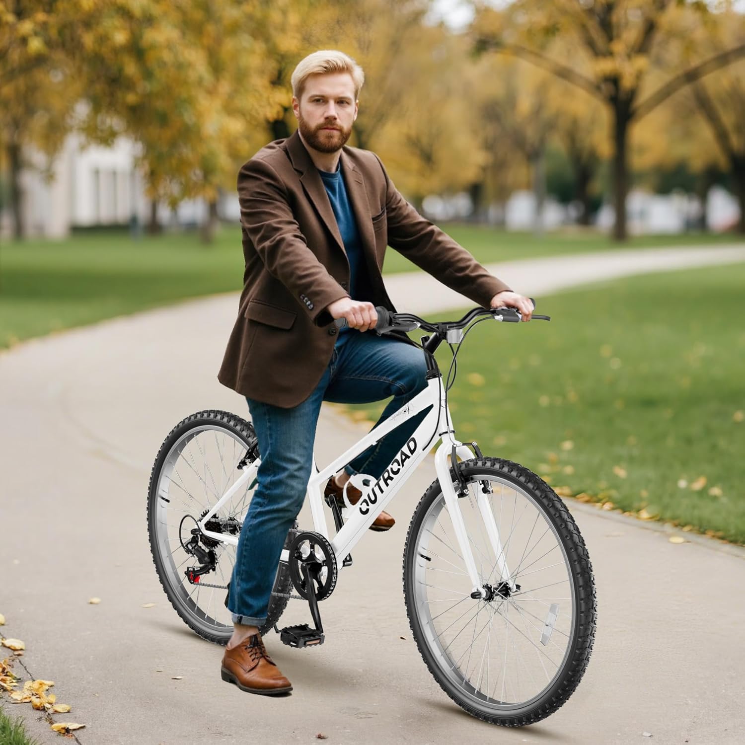 Outroad 26 inch Mountain Bike, 7-Speed Outdoor Cycling Bikes for Adults and Men, Adjustable Seat and Dual V-Brakes Bicycles for City Commuting Bicycle