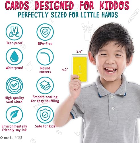 Miniatura 4 de merka Tarjetas de números para niños pequeños, cubierta laminada de 55 piezas, multicolor, de 2 a 4 años, tarjetas de matemáticas preescolares y