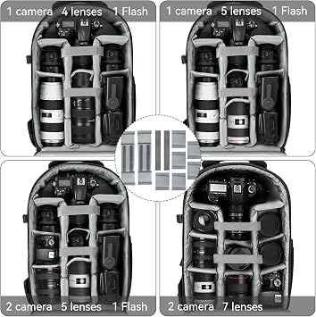 Camera Backpack, Hardshell DSLR/SLR/Mirrorless Photography Camera Bag with Rain Cover, Waterproof Hard Shell Camera Case with Tripod Holder & 15.6 Laptop Compartment Compatible with Canon/Nikon/Sony