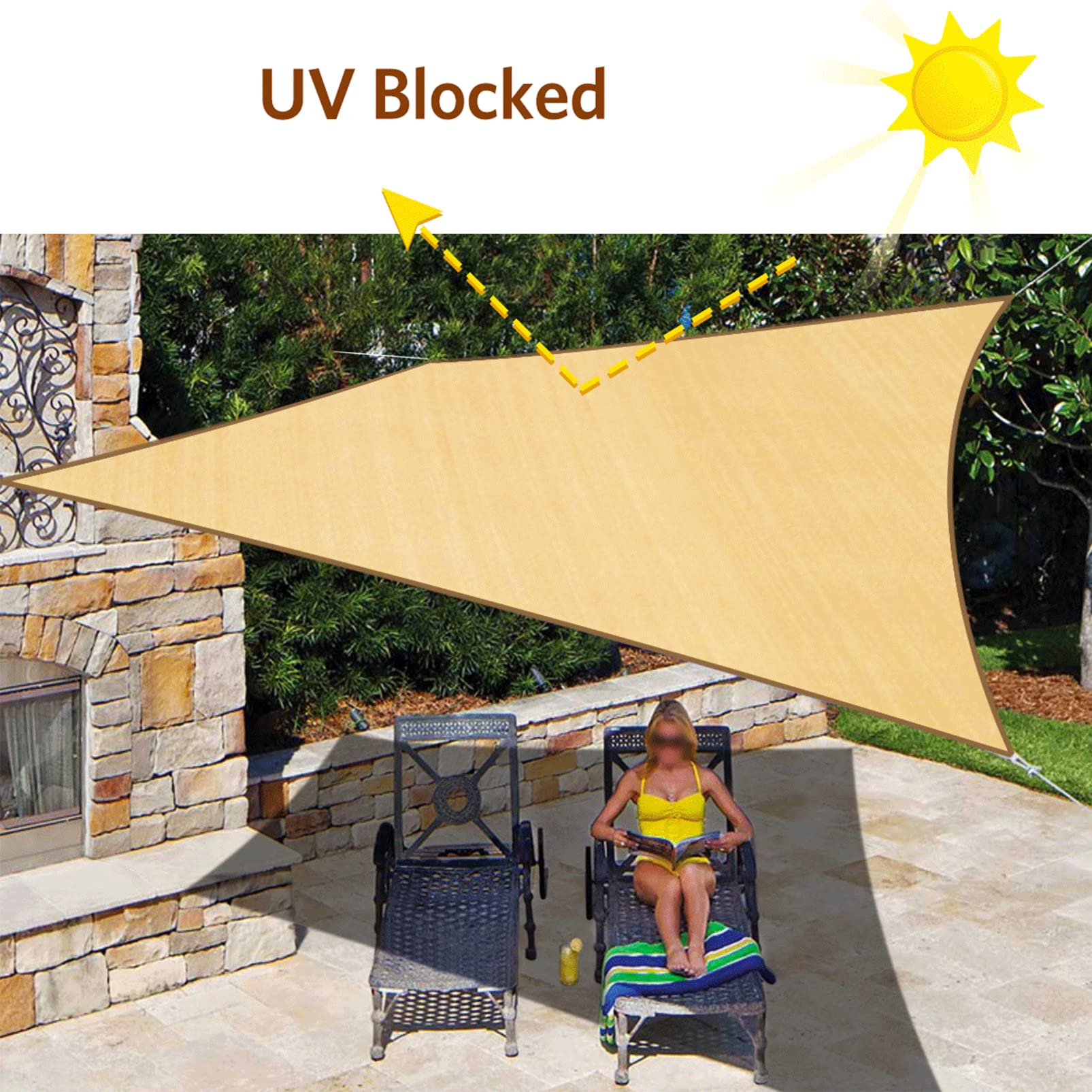 Sand Sun Shade Sail Prostokąt poliester tkanin Oxford Suncreen Arecreen Pergola Shade Żagle Balkonik UV Waterproof For Yard Patio Lawn Garden Outdoor, wiele rozmiarów