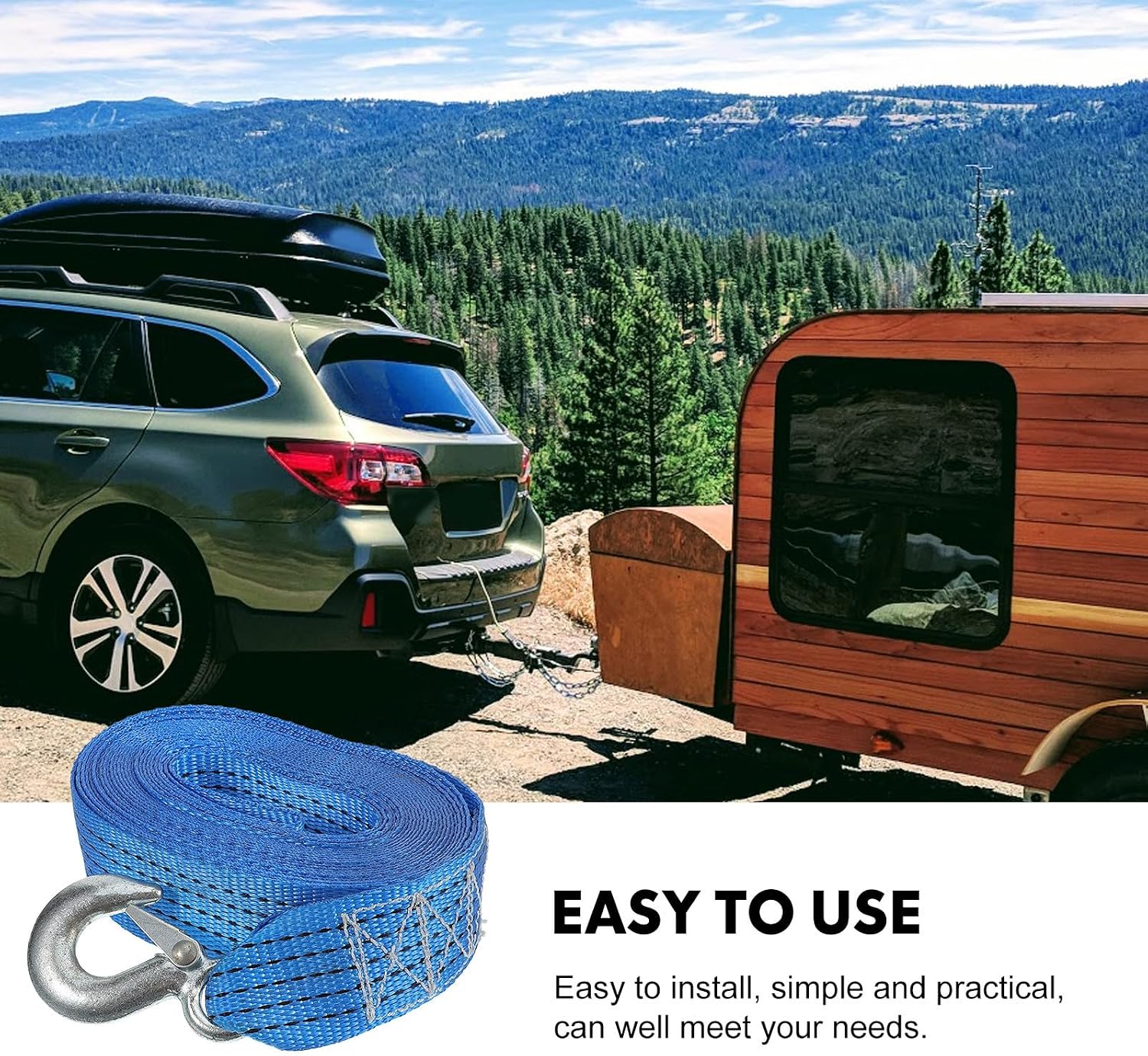 2pcs Trailer Winch Strap: Heavy-Duty Boat Strap with S-Hook - Universal 2-Inch Wide Polyester Webbing for Hand Crank Winches Towing Trailer Hauling