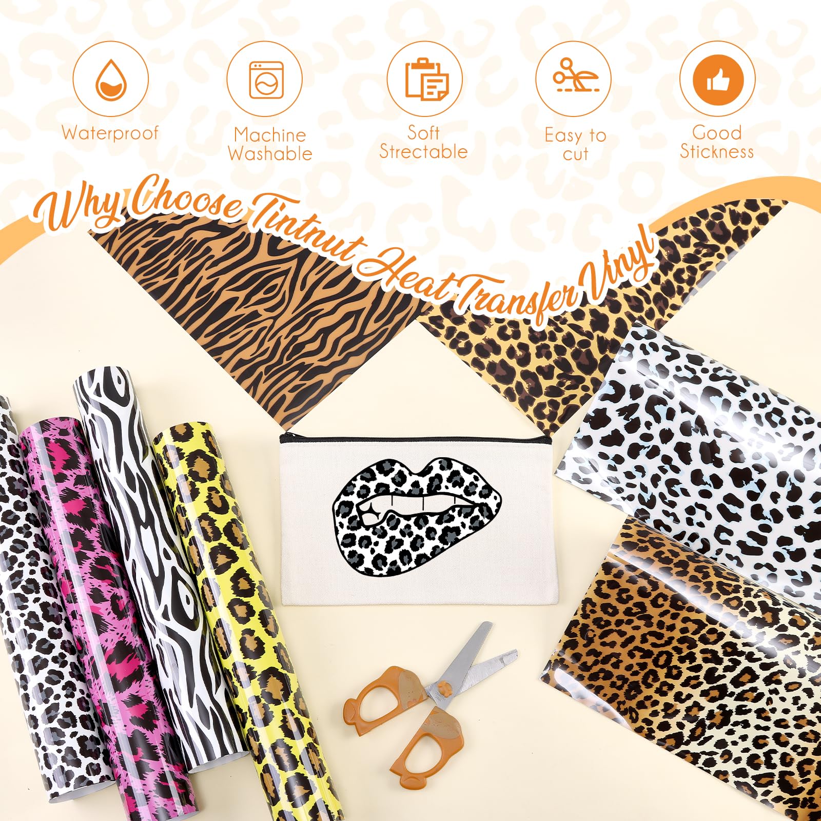 SHINEOFI Farbwechsel Leoparden HTV Folien - 9 Stück Bügelfolien