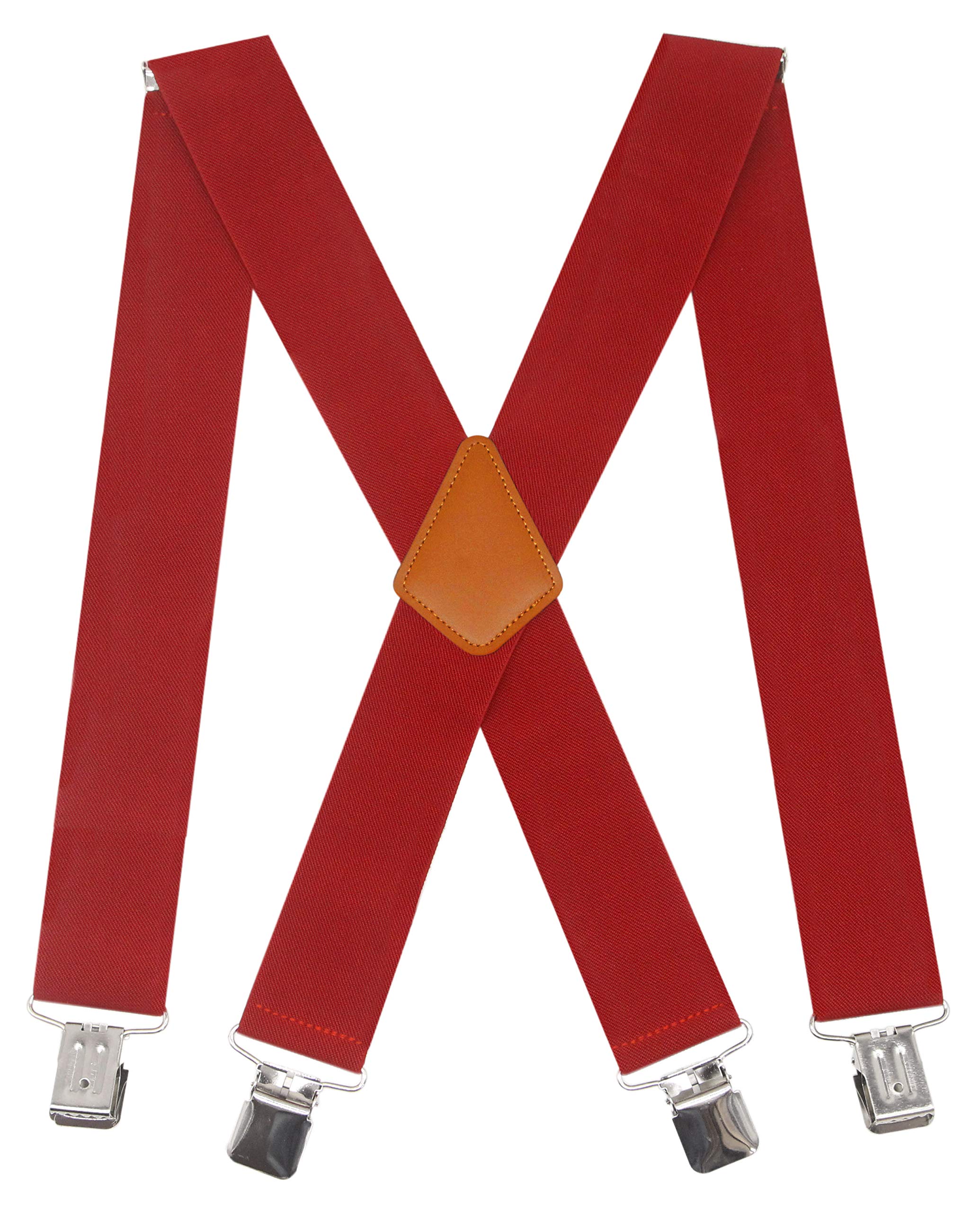 DoloiseMen's Suspenders X Back 2 Inches Wide with Extra Heavy Clips Adjustable Braces for Men Suspender