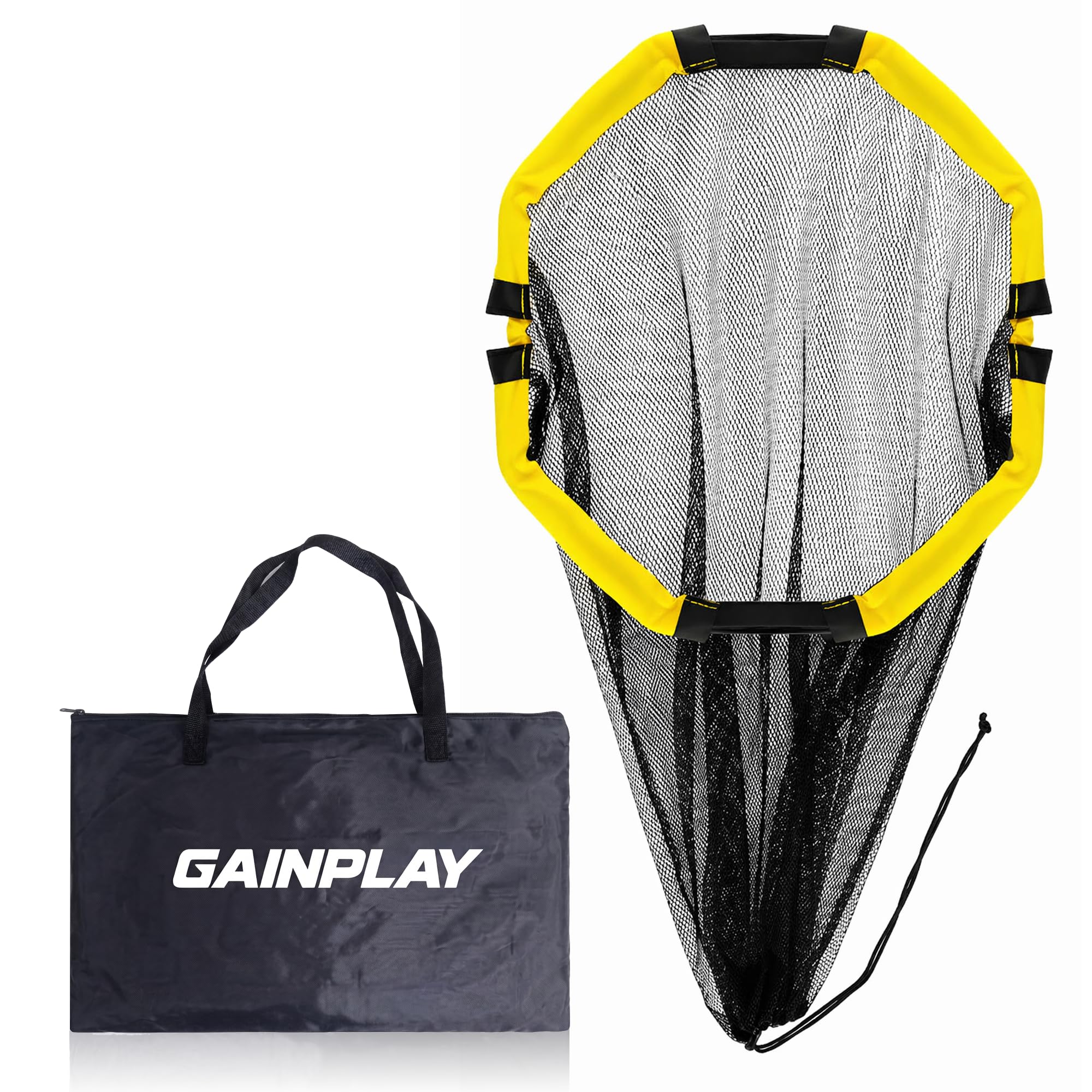 GainPlay Fußball Zielnetz – Trainingshilfe für Schuss- & Zielgenauigkeit, einfache Befestigung am Torpfosten, auch als Ballnetz nutzbar, mit Verschlussfunktion – Fußball Trainingszubehör