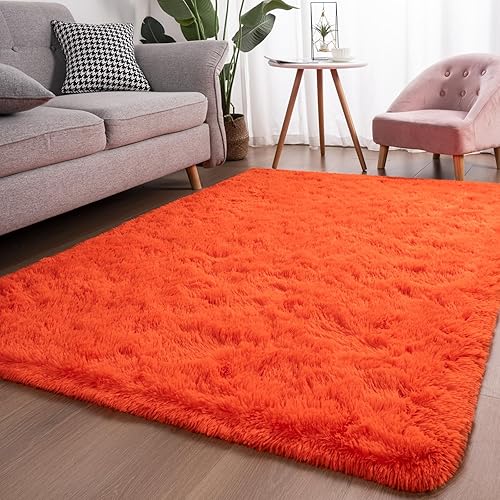 Miniatura 198 de Kelarea Alfombra de área para sala de estar, 5 x 8 pies, antideslizante, color crema, esponjosa, suave, alfombra de felpa lanuda para dormitorio