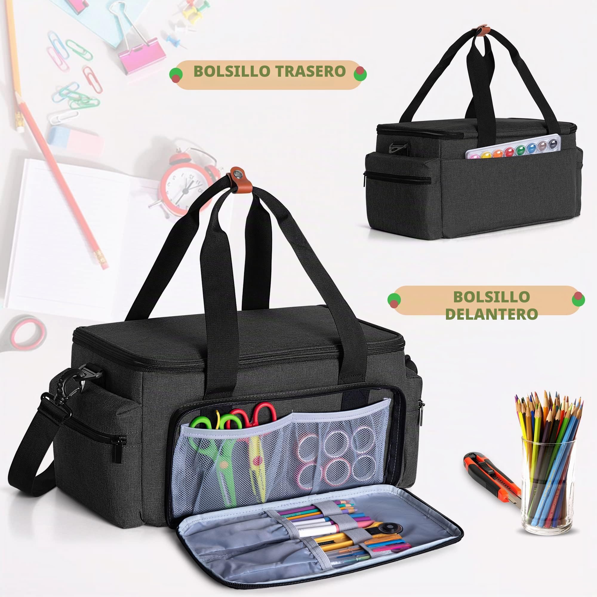 Luxja Bolsa de Manualidades de Alta Capacidad con Correa para el Hombro | Bolsa de Manualidades para Arte, álbumes de Recortes o Suministros de Costura (Solo Bolsa)