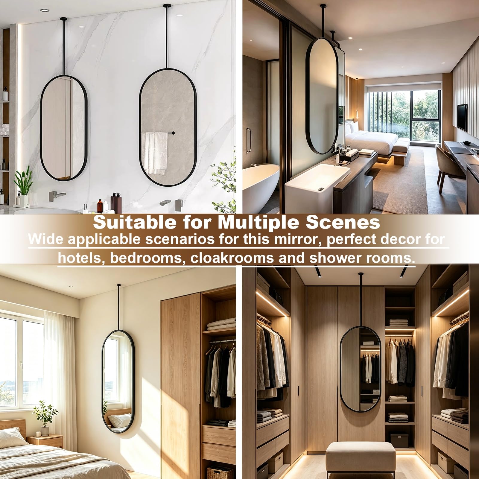Specchi Per Trucco E Trucco Per Il Bagno, Specchio Da Appendere Al Soffitto, Specchio A Parete, Cornice In Metallo Con Vetro Infrangibile HD Per Ingresso, Soggiorno, Camera Da Letto(40cmx60cm)