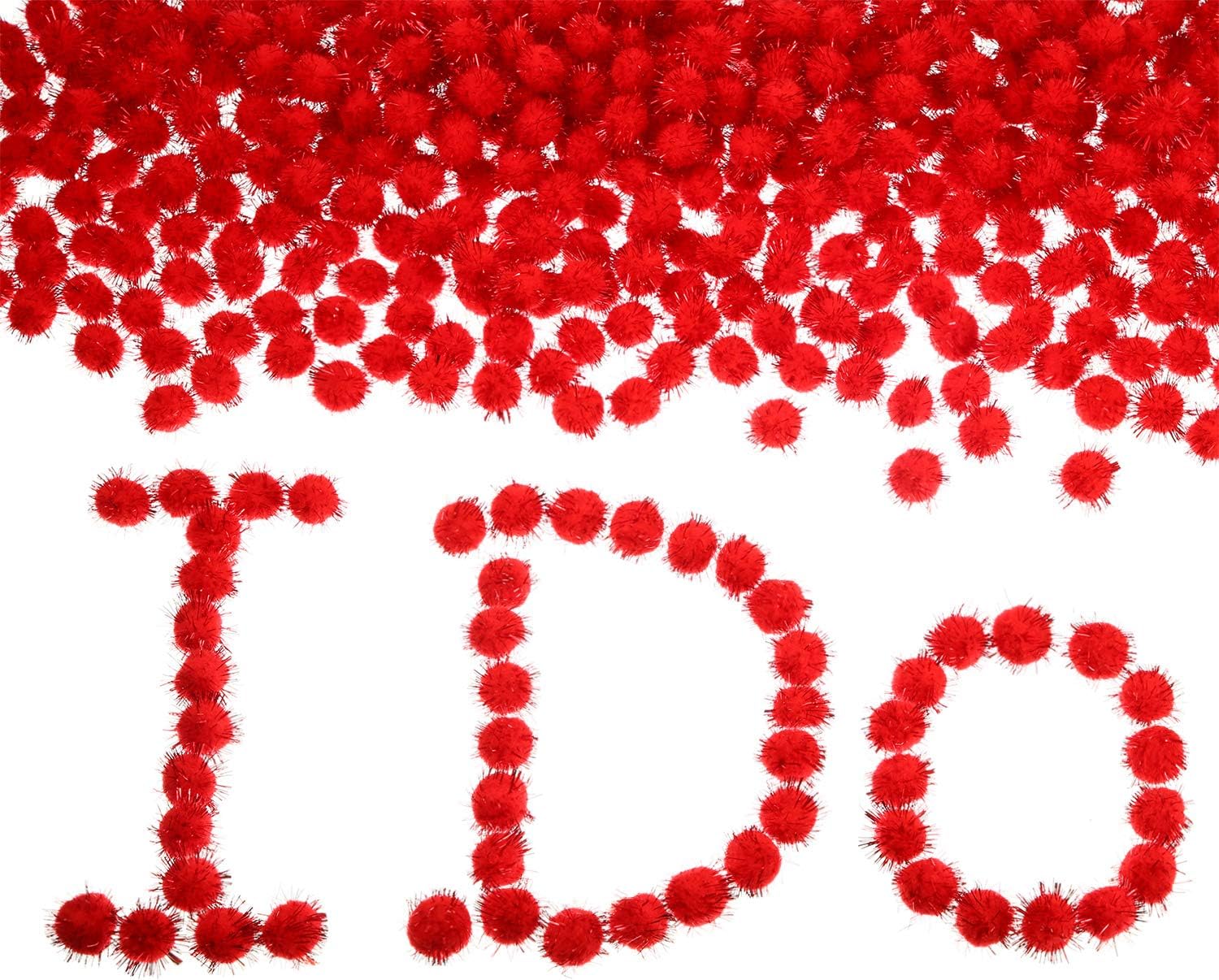Shappy 500 Pieces Christmas Glitter Pompoms 1 Inch Fuzzy Pom Poms Arts Crafts Making Balls for Hobby Supplies Craft DIY Party Decoration (Red)