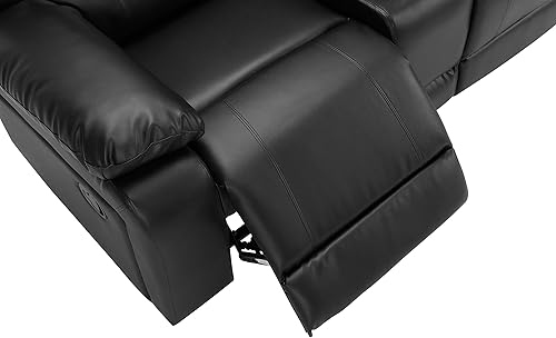 Miniatura 5 de cjc Sofá modular reclinable de cuero para sala de estar sofá en forma de L 2 consolas 4 portavasos y almacenamiento juego de sofás tapizados extra