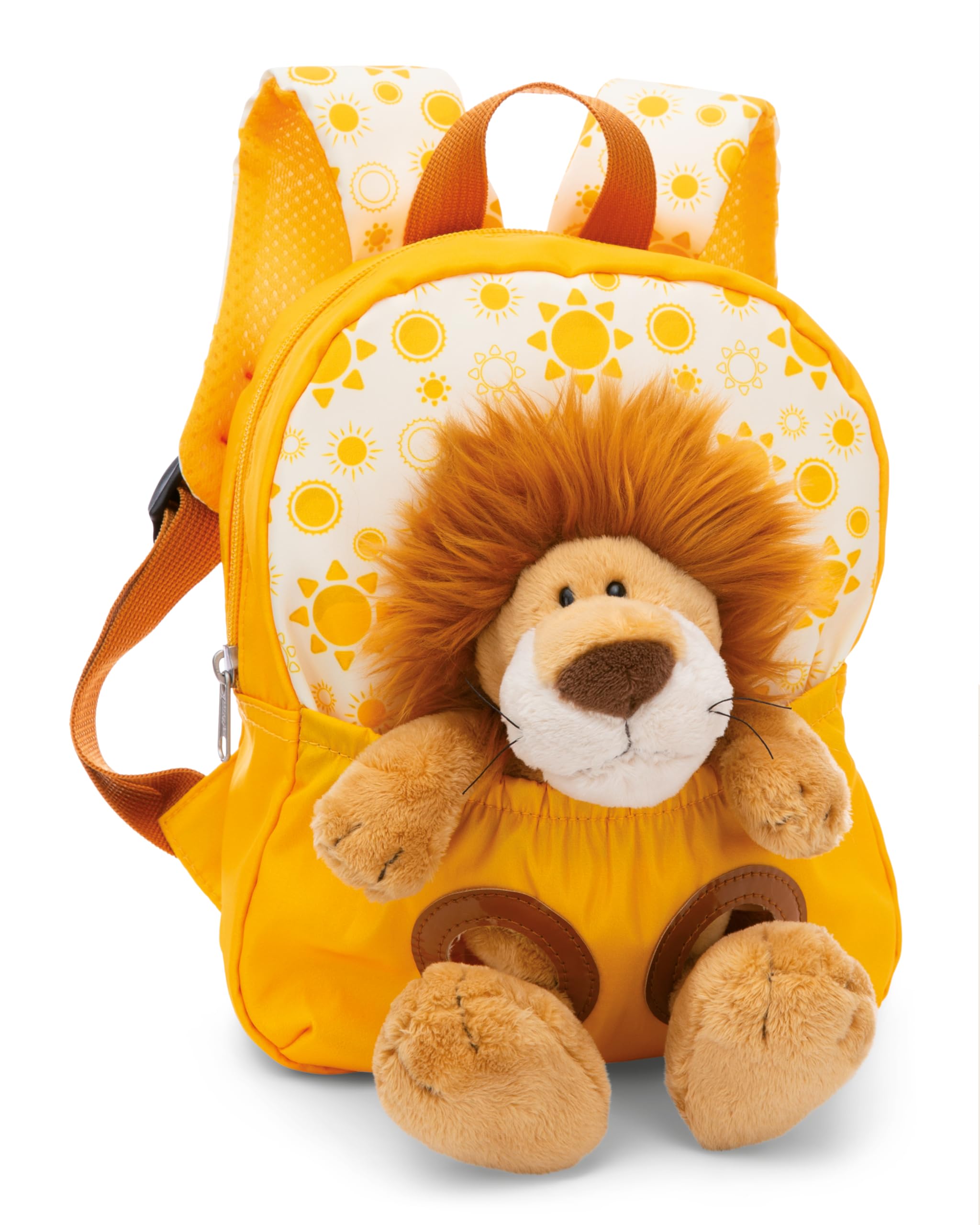 NICI children's backpack yellow 2 in 1 with cuddly toy lion 25cm - Kindergarten backpack girls & boys, Soft back area & adjustable straps - 49850