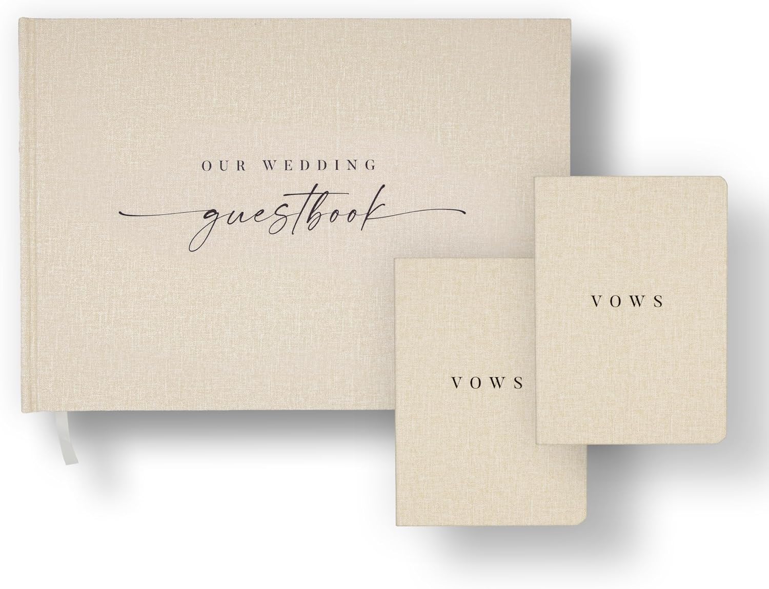 Photo Wedding Guest Book with Vow Book Set (Black & White) - White Hardcover Guest Book w/ Matching His and Her Vow Books, Polaroid Guest Book for Reception, Ceremony Keepsake, Wedding Memory Book