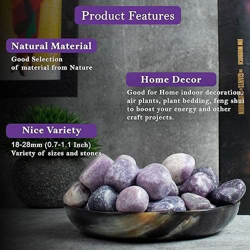 Miniatura 46 de Crocon Kit de cristales y piedras curativas de amatista de 1 libra para cristal curativo de Reiki, piedras pulidas moradas, piedras pulidas