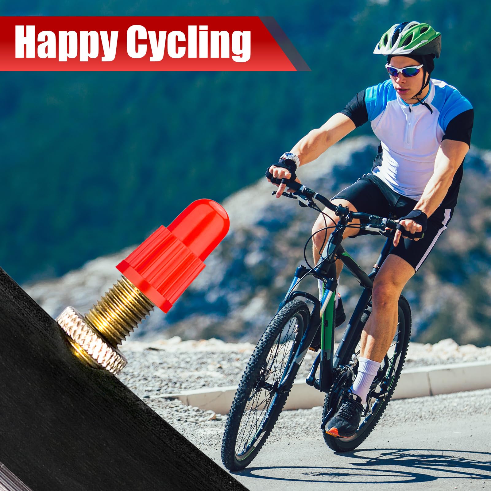 Tapones de válvula de neumático de bicicleta rojos de plástico, compatibles con MTB, bicicleta de carretera y bicicleta, válvulas Presta/francesas, paquete de 20