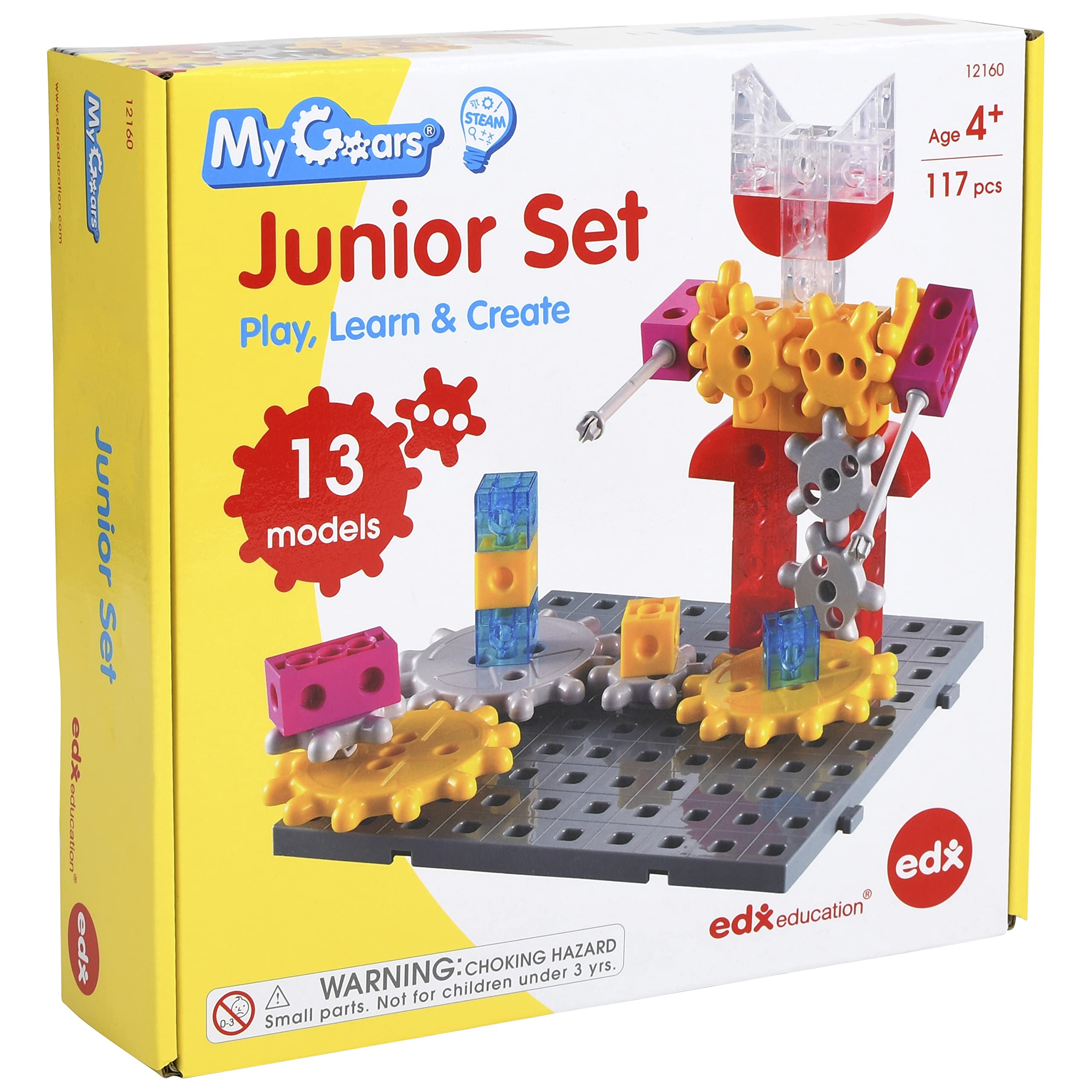 edxeducation My Gears Junior Set | 117 pieces | 13 Plus Activities | Gears Toys for Kids | Build Rotating, Moving Models | Building Toys for Kids Ages 4-8