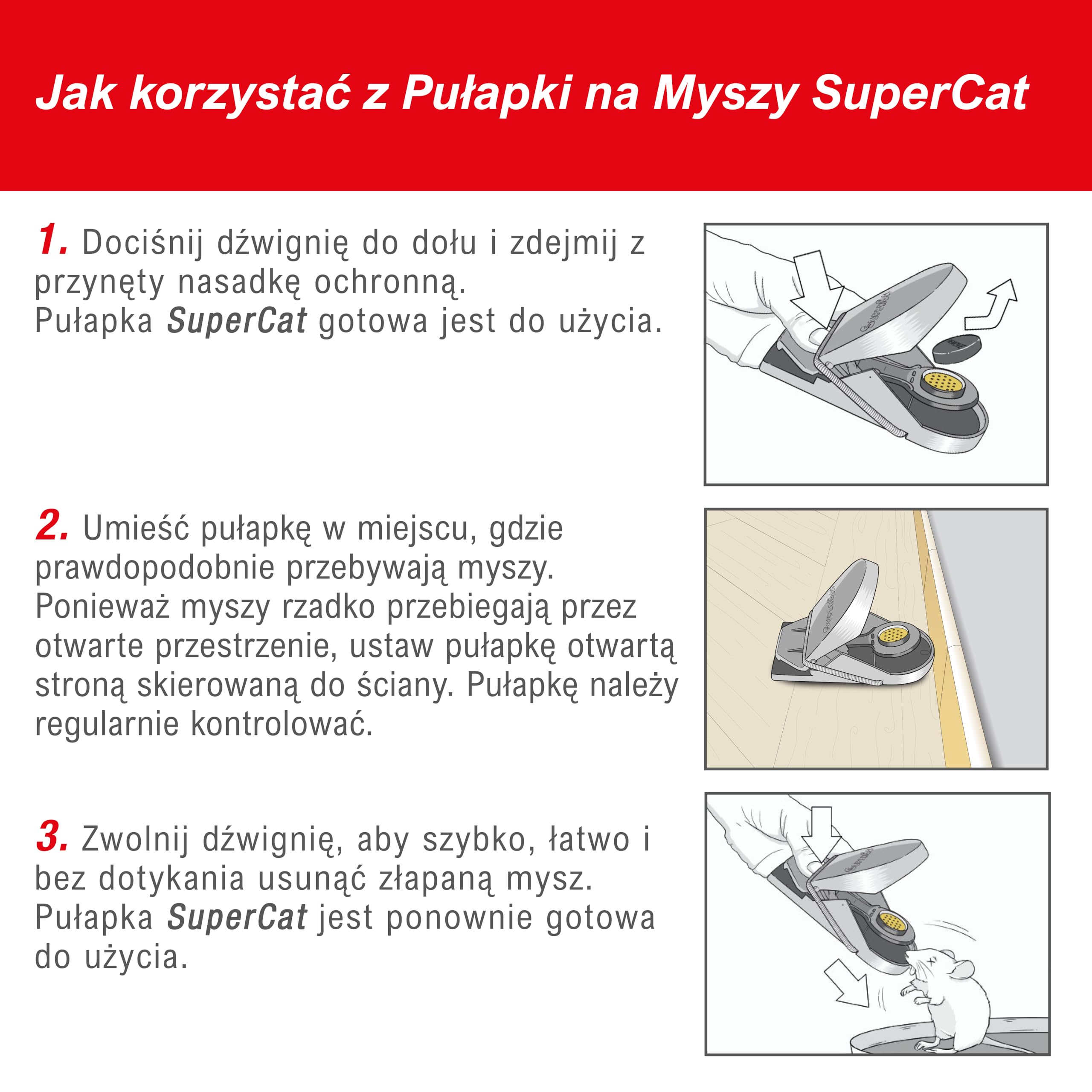 SWISSINNO Pułapka na Myszy SuperCat - Wielokrotnego użytku z przynętą z masłem orzechowym - Łapie i zabija natychmiast - Wewnątrz i na zewnątrz - 2 Pułapki