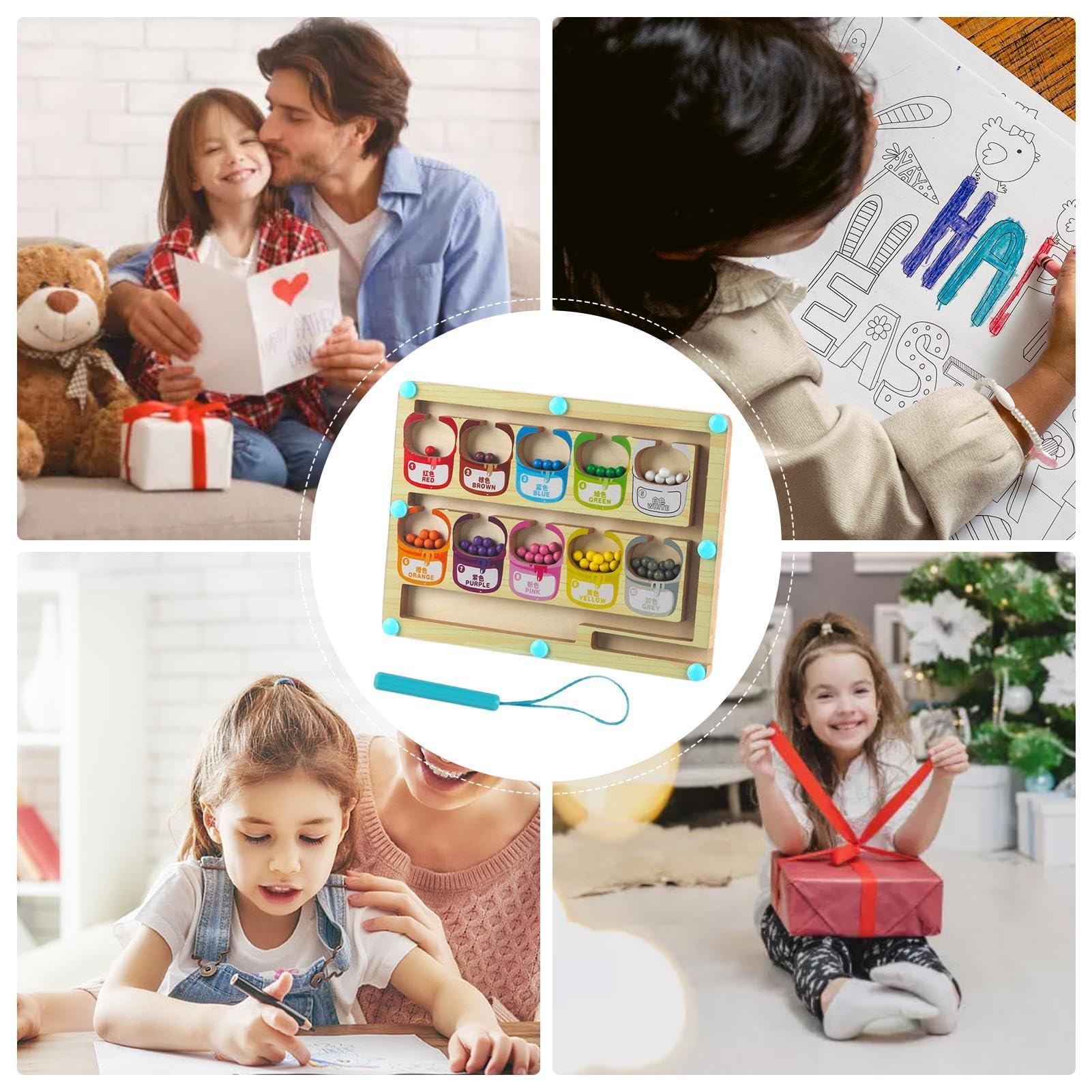 Labyrinthe Magnétique Couleurs Et Chiffres – Tableau En Bois – Activité De Tri Et Comptage – Cadeau éducatif 3+