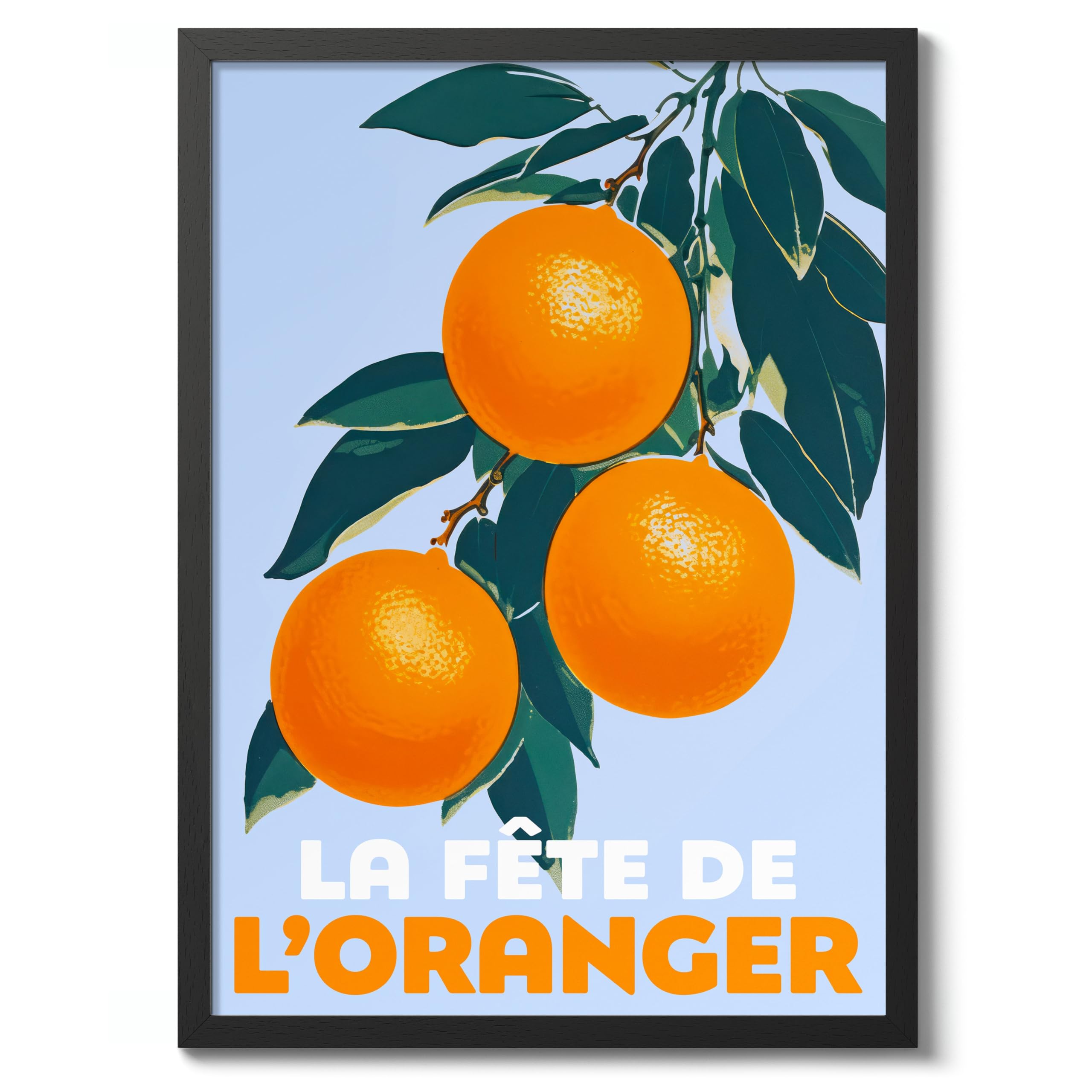 La Fete De L'Oranger Fruit Market Poster Kitchen Wall Decor Print Abstract Colourful Wall Art Food Travel Bedroom Artwork Picture, A4 (Black Frame) - 32.7x24.1cm โ image 1