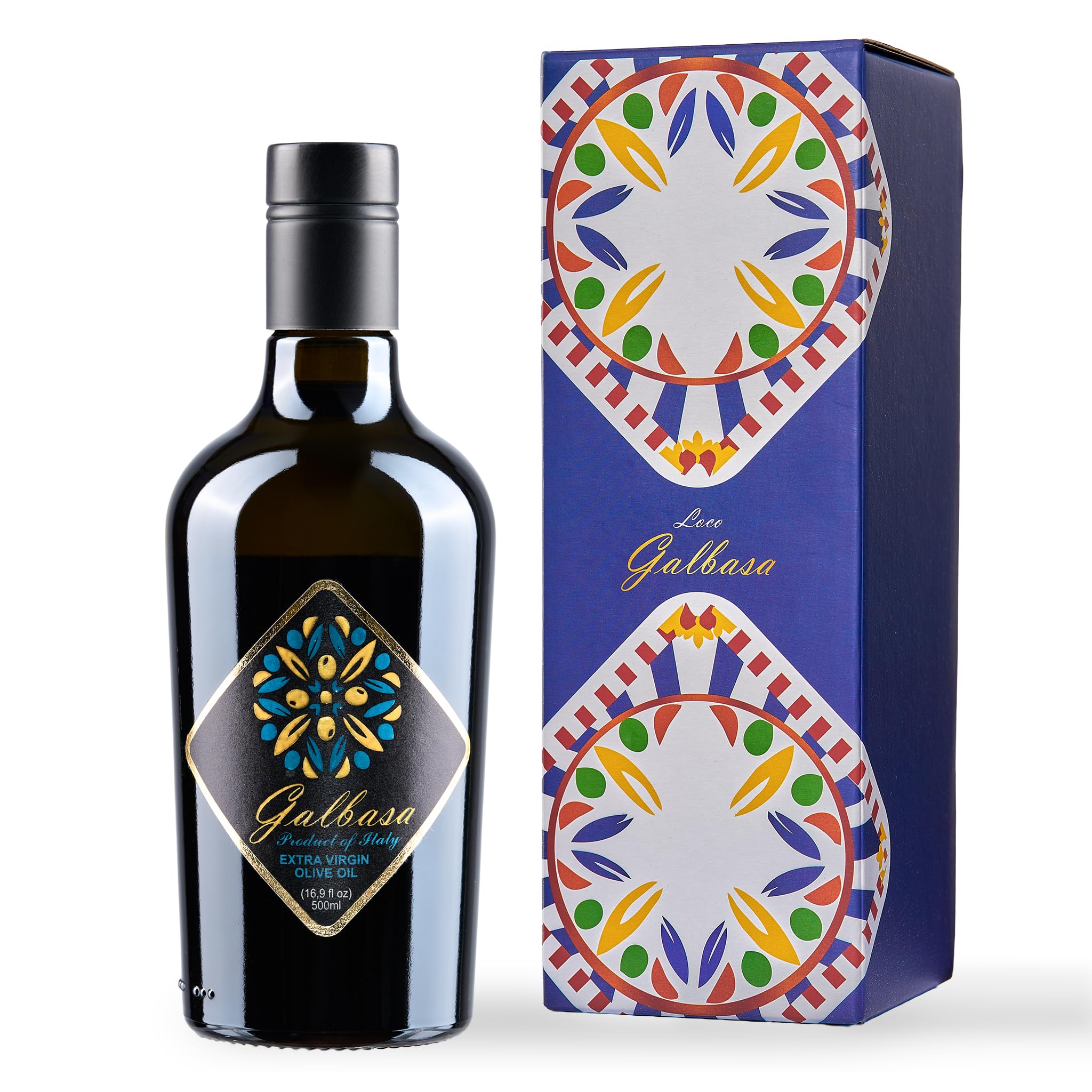 Galbasa - Organic Olive Oil from Sicily, Italy - Extra Virgin, First Cold Pressed, Early Harvest - Polyphenol Rich, Peppery Finish, No Pesticides - 16.9 fl oz