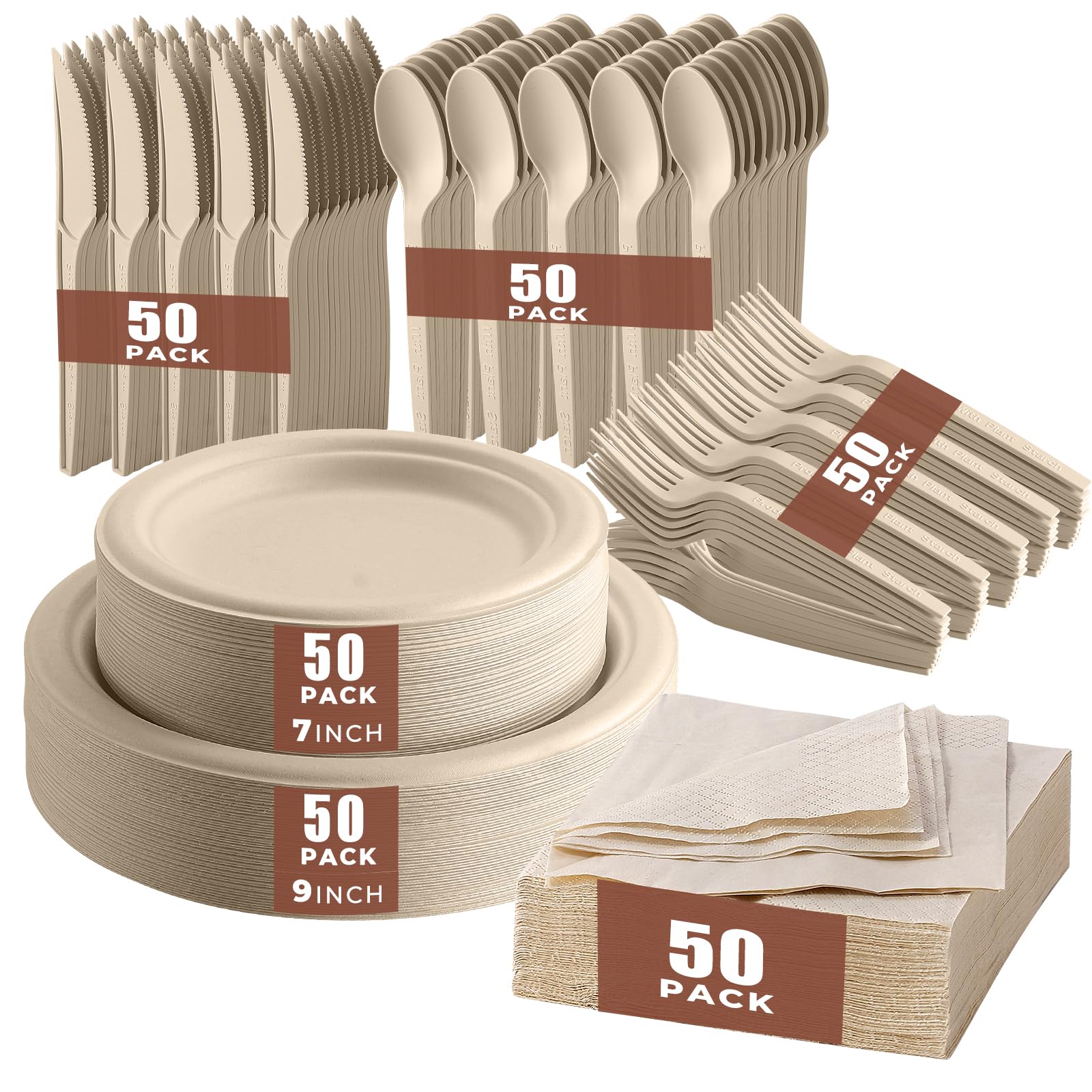Biodegradable Paper Plates - 300pc Set -1