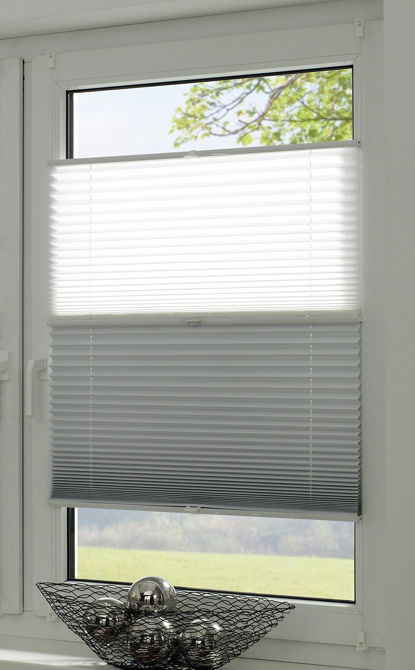 Gardinia Store plissé à Clipser, Idéal pour Le Jour et la Nuit, Kit de Montage Inclus, EASYFIX Store Plissé Nuit + Jour, Blanc, 50 x 130 cm (LxH)