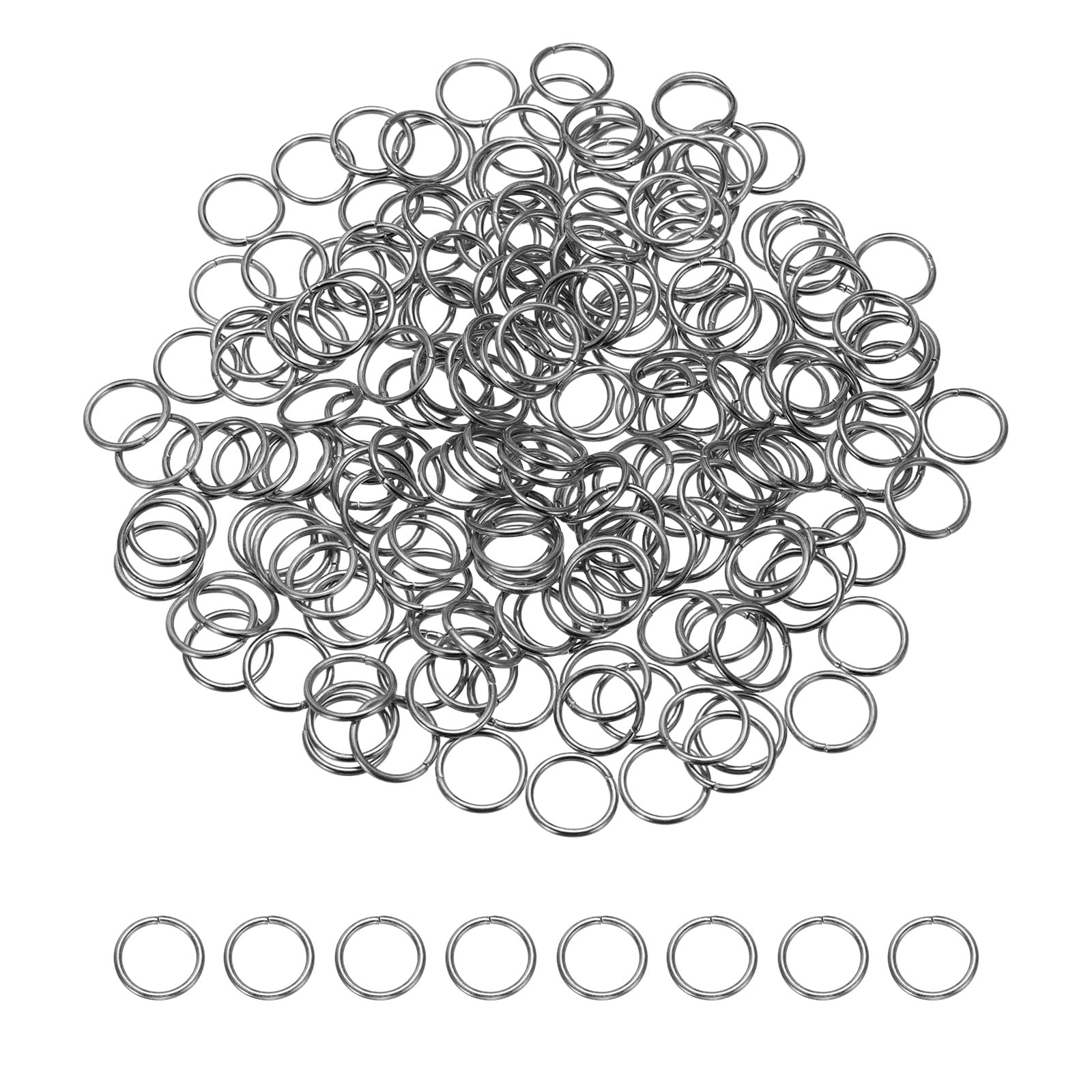 sourcing map 200 Pcs Open Jump Rings, 10mm Split Metal O Ring 1mm Thick Keychains Connector Ring for Jewelry Making DIY Necklaces Bracelet Earrings Craft Making, Gunmetal Black โ image 1