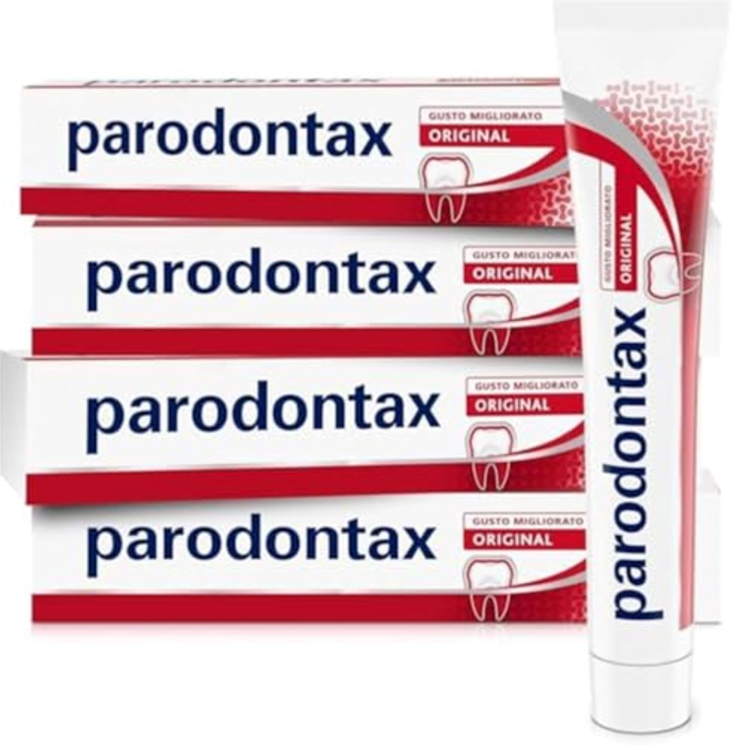 Parodontax Dentifricio Original, per Gengive Sane e Denti Forti, Uso Quotidiano, Alito Fresco, Gusto Migliorato, 4 x 75ml