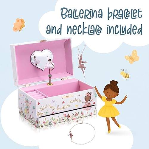 Miniatura 9 de The Memory Building Company Joyero musical de bailarina, melodía clásica, organizador de almacenamiento para niños de 6 a 12 años, construcción de