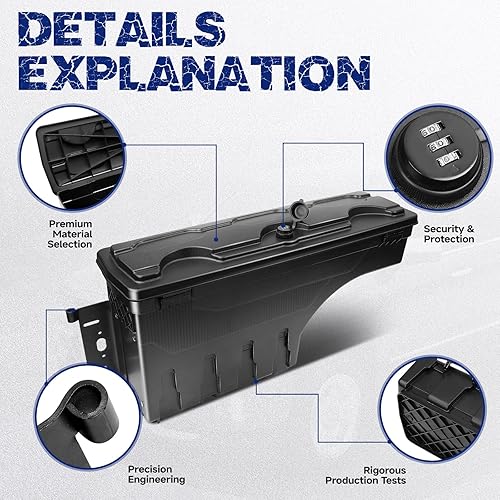 Miniatura 6 de Caja de herramientas de almacenamiento para caja de camioneta con cerradura, apta para Toyota Tundra 2007-2021, caja de herramientas giratoria,