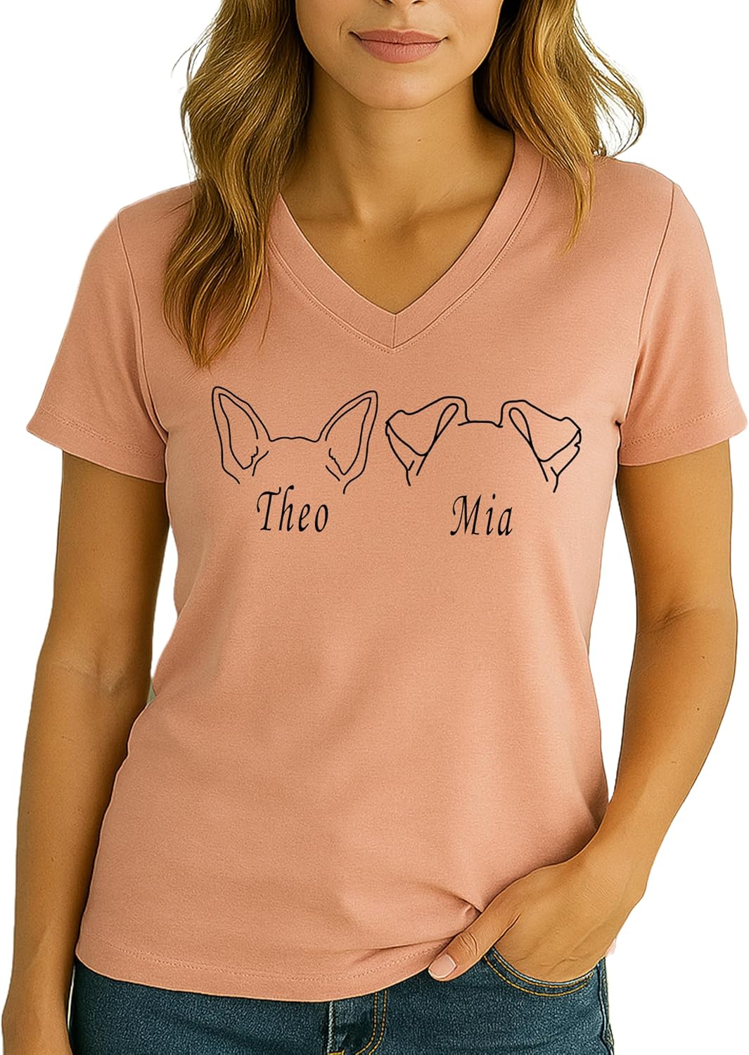 Custom Dog Mom Shirt for Women Pet Ears Sweatshirt with Name Unique Puppy Line Art Cute Dad Hoodie for DogDad Owner Lover - Image 5