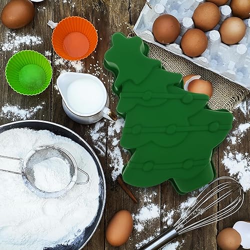 Miniatura 7 de Molde para pastel de árbol de Navidad, moldes de silicona para hornear de Navidad de 11.8 pulgadas para fiestas navideñas