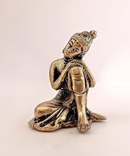 Miniatura 3 de GURU JEE Buda de latón descansando pequeño Buda Showpiece Decoración del hogar Ídolo Estatua de metal Figurilla Murti Estatua budista tibetana