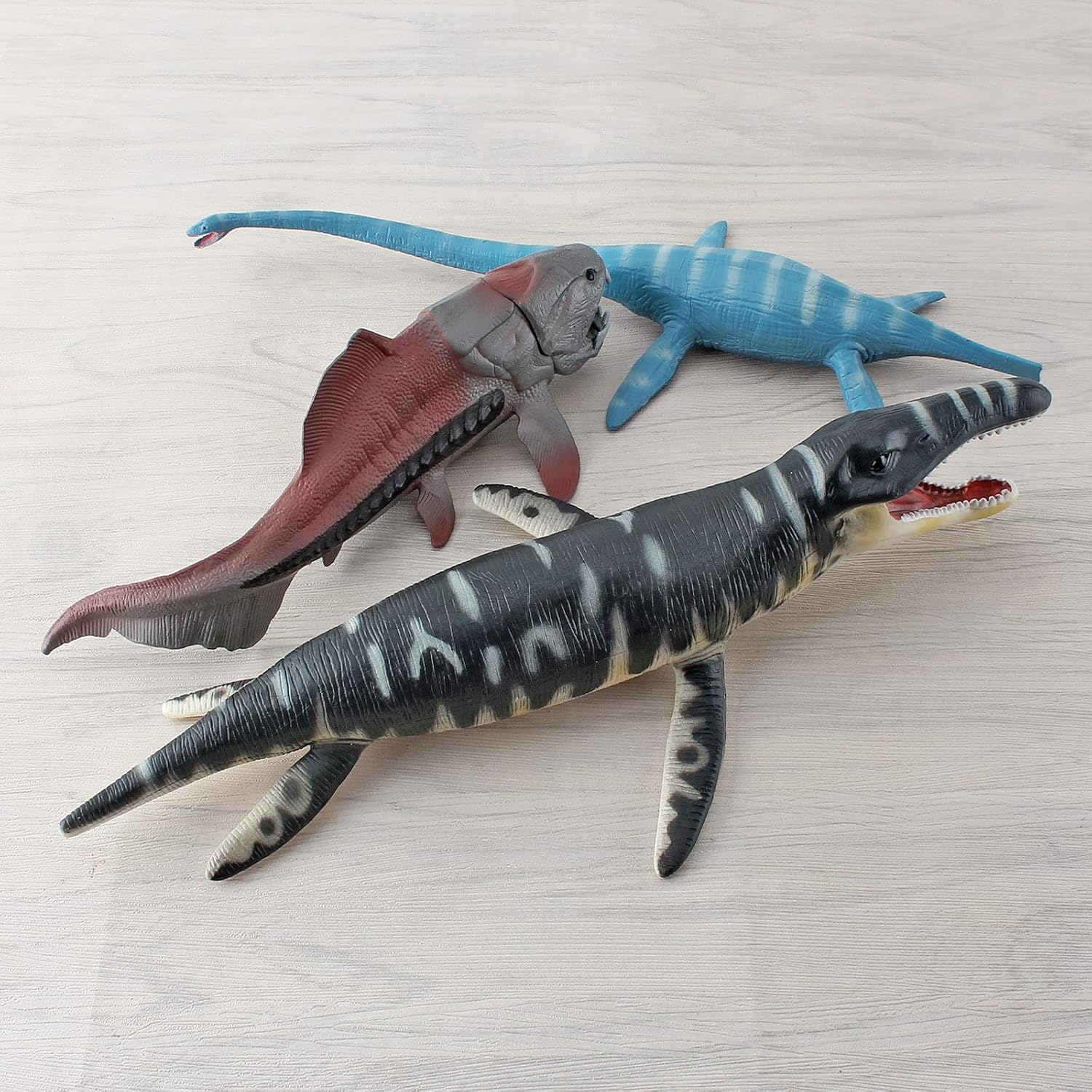 Realistic 10Inch Large Prehistoric Sea Creatures Toys for Kids 3PCS Replica of Plesiosaur Figures Gift Ocean Life Collection Sea Animals for Toddler Boys Dino Toy