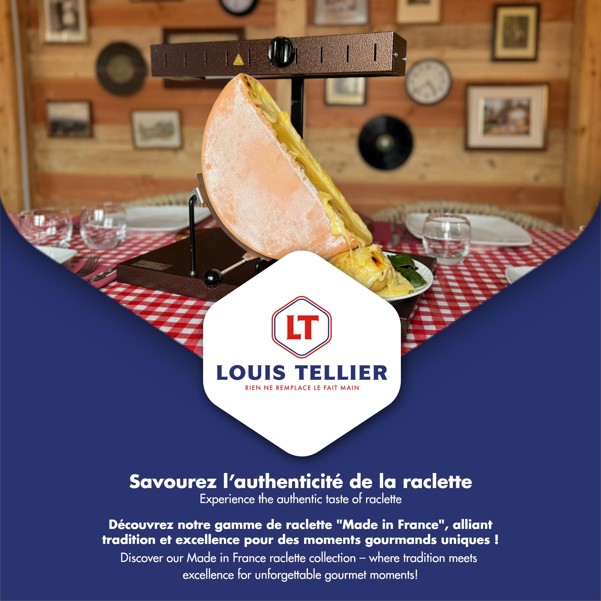 LOUIS TELLIER - Macchina per Raclette Alpage® Signature Original - Dimensioni Adatte a Qualsiasi Porzione di Formaggio - Da 6 a 8 Persone - Rampa di Riscaldamento Regolabile in Altezza - 230 V