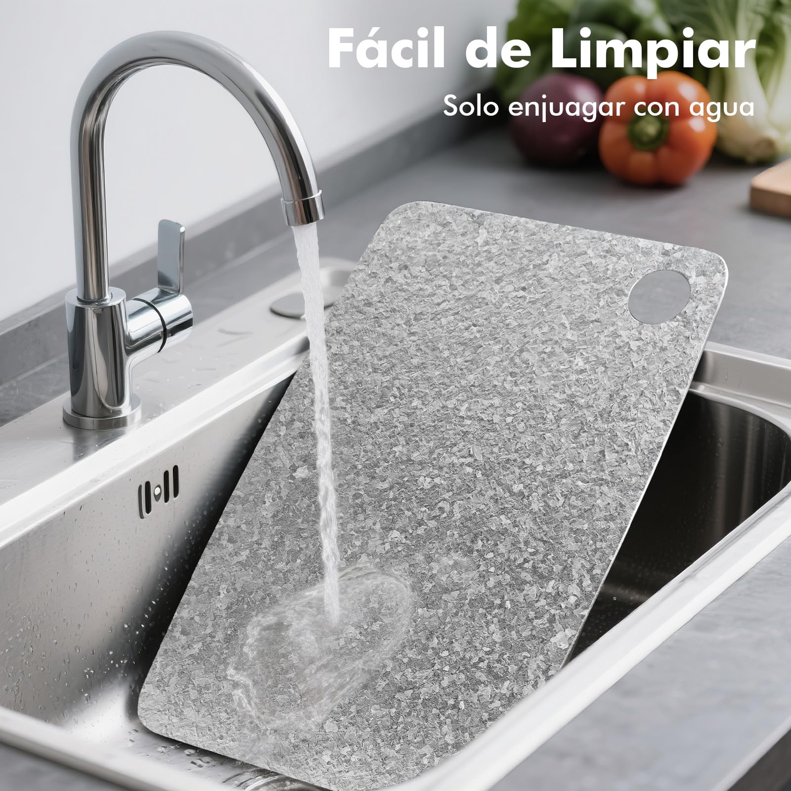 Tabla de cortar de titanio puro 100%, 40 x 28 cm | Tabla doble cara para carne y verduras, sin BPA, lavavajillas, ligera, compacta y fácil de limpiar
