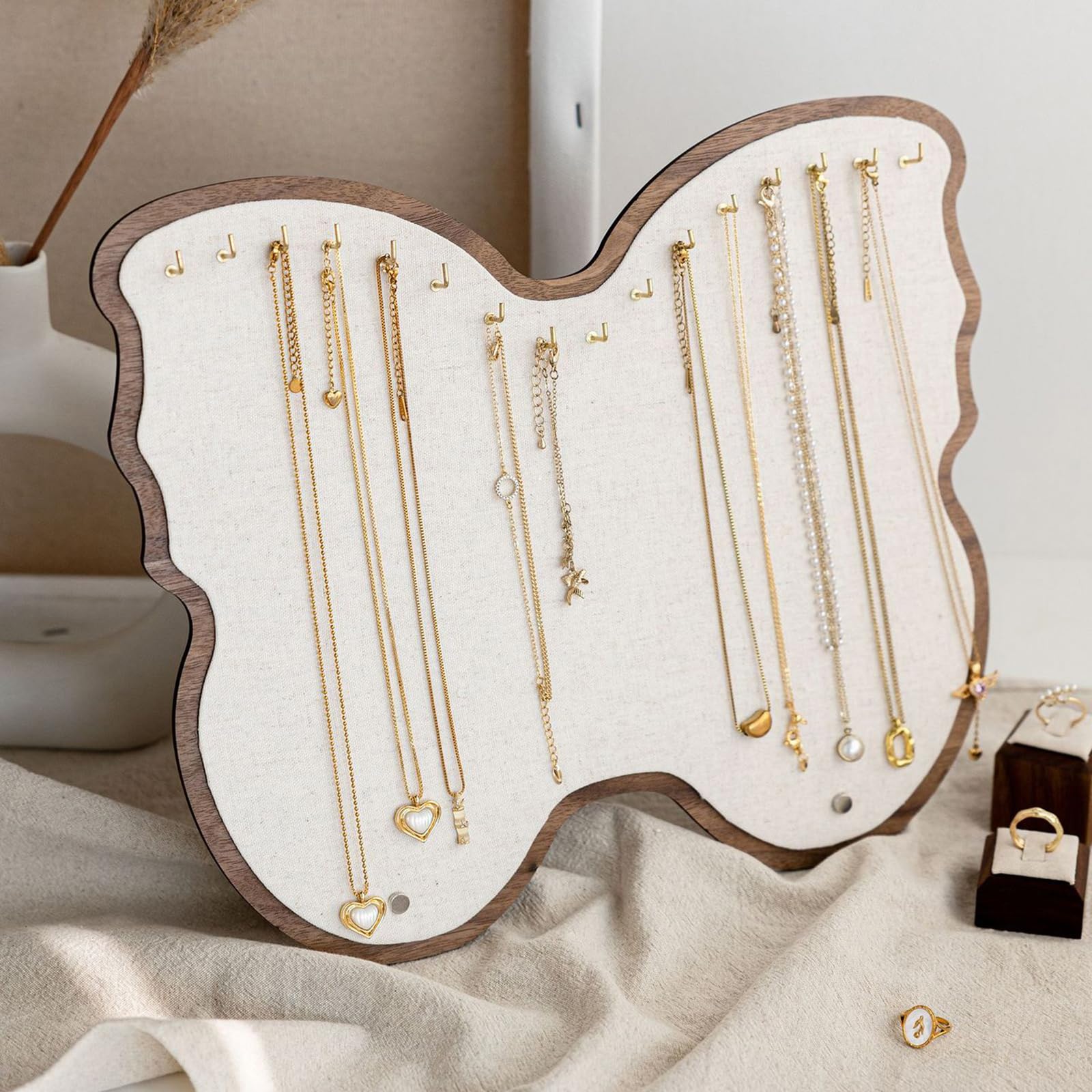 Pannello portagioielli con tessuto lino per accessori