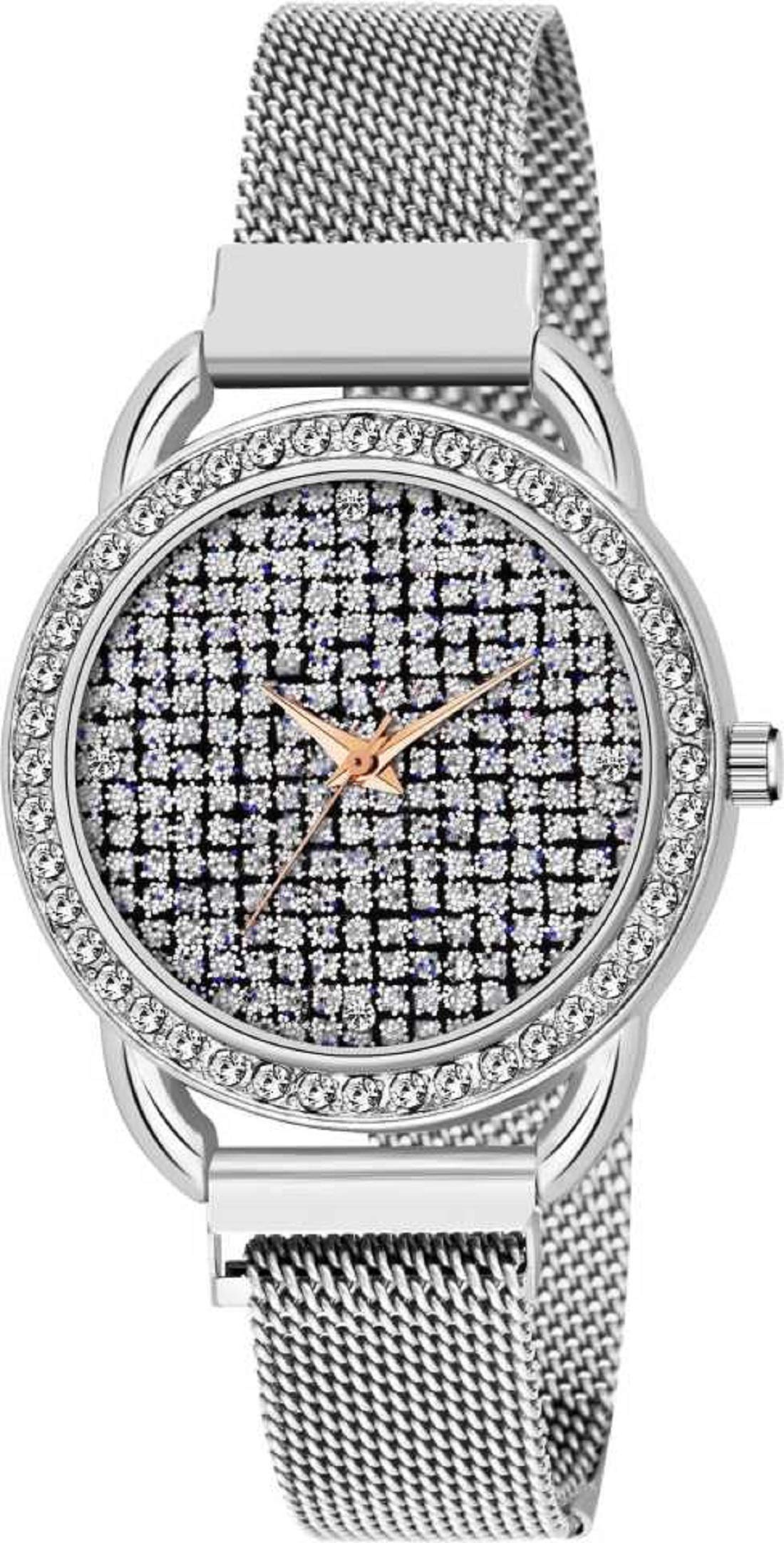 KIARVI GALLERY Clausal Diamond Designer Silver Magnet Strap Analog Watch for Girls and Women (B08ZYSB63L) Amazon Price History, Amazon Price Tracker